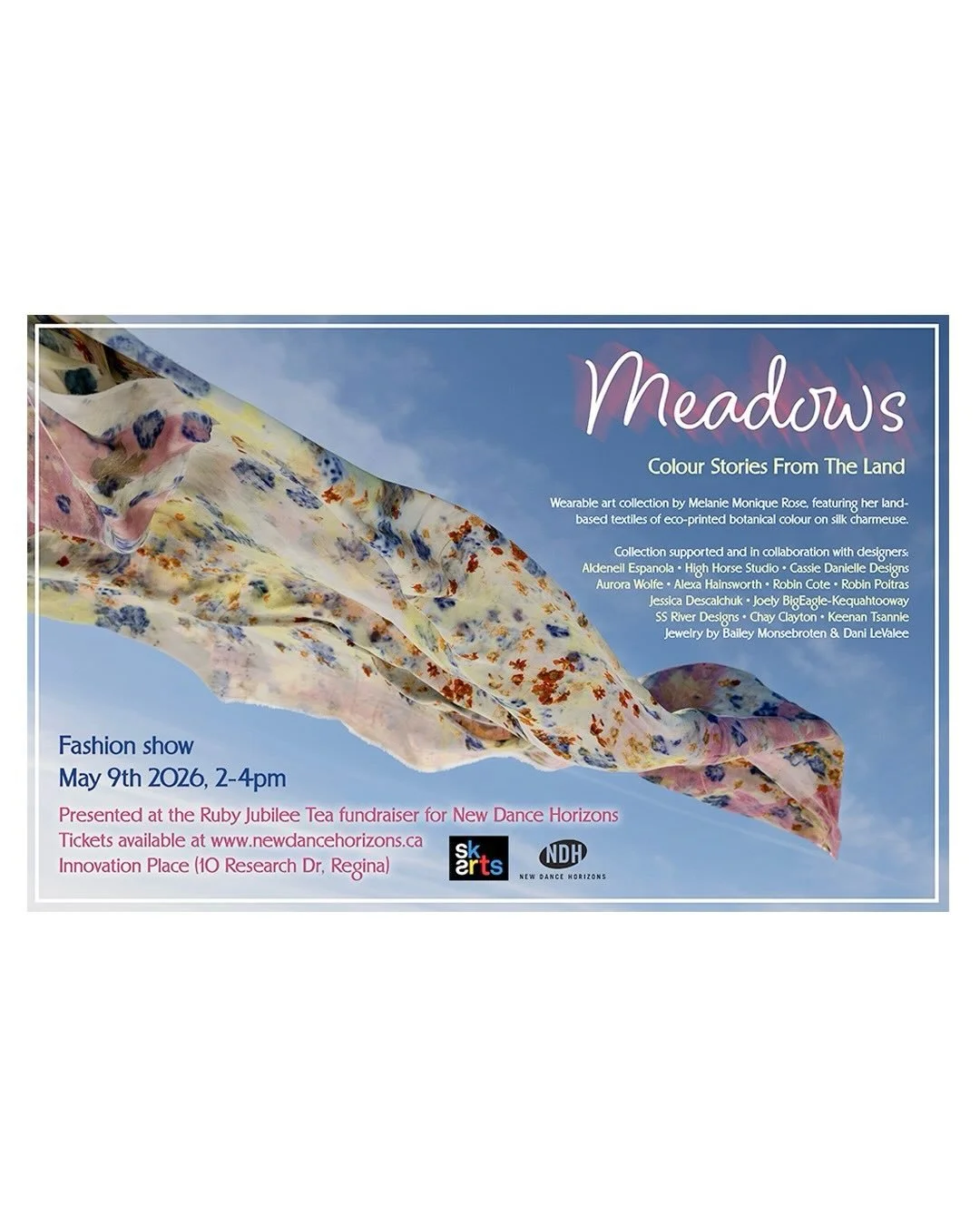 𝓜𝓮𝓪𝓭𝓸𝔀𝓼 - ℂ𝕠𝕝𝕠𝕦𝕣 𝕊𝕥𝕠𝕣𝕚𝕖𝕤 𝕗𝕣𝕠𝕞 𝕥𝕙𝕖 𝕃𝕒𝕟𝕕 🦋

@melaniemoniqueroseart with @newdancehorizons will be showcasing a fashion collection that brings together Melanie&rsquo;s exalted eco printed textiles with 12 Saskatchewan desi