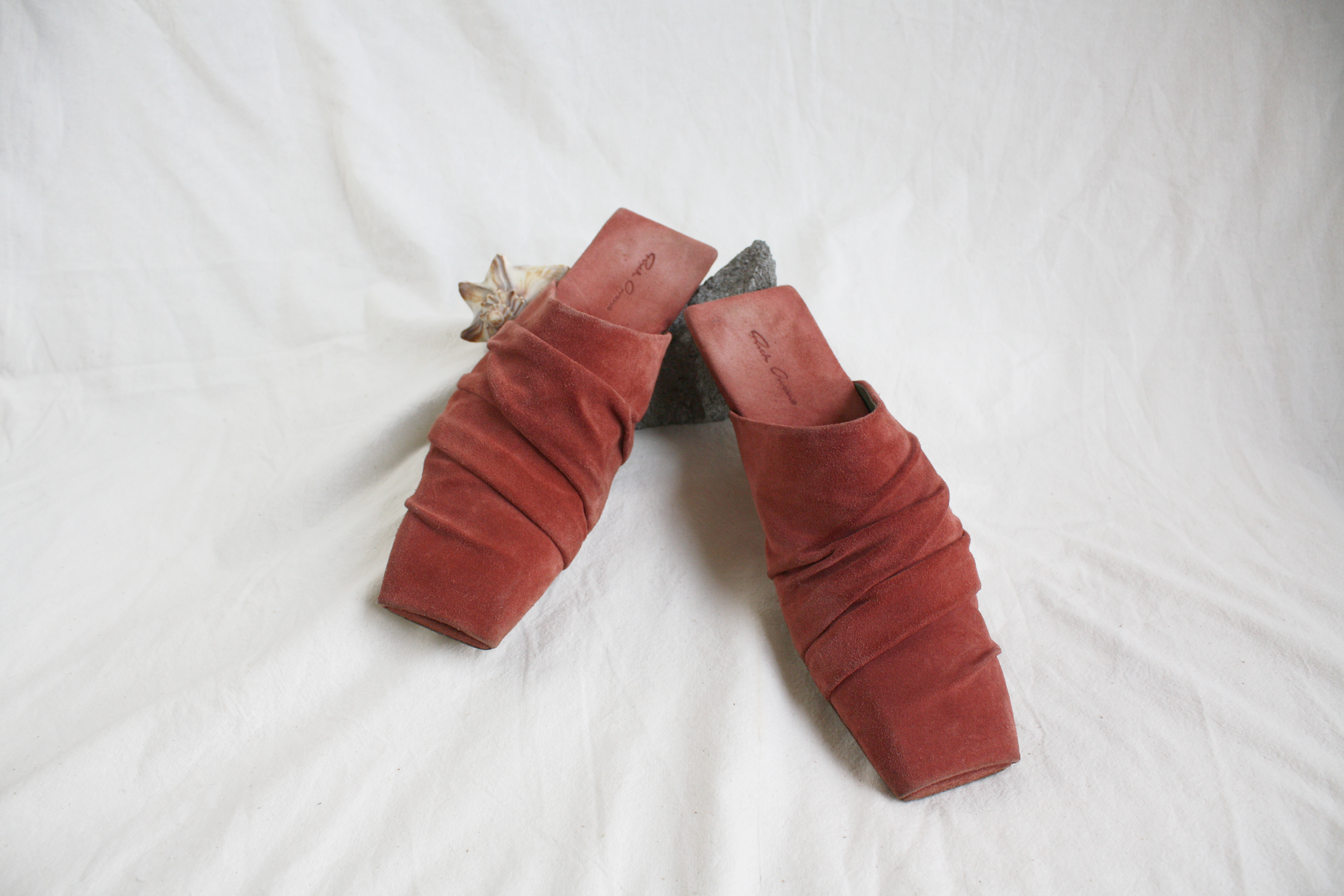 Rick Owens Suede Hotel Draped Slippers 39EU