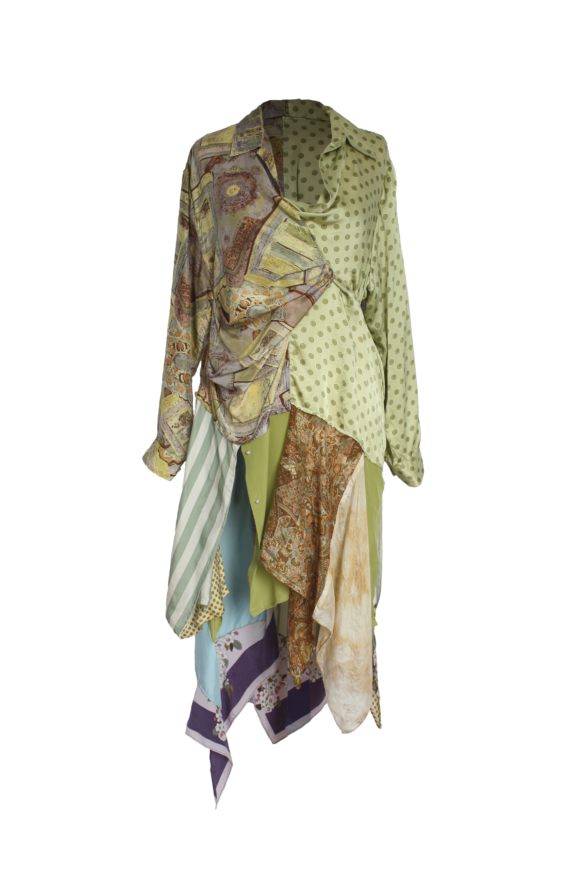 Chartreuse and Lilac Bird of Paradise Silk Dress