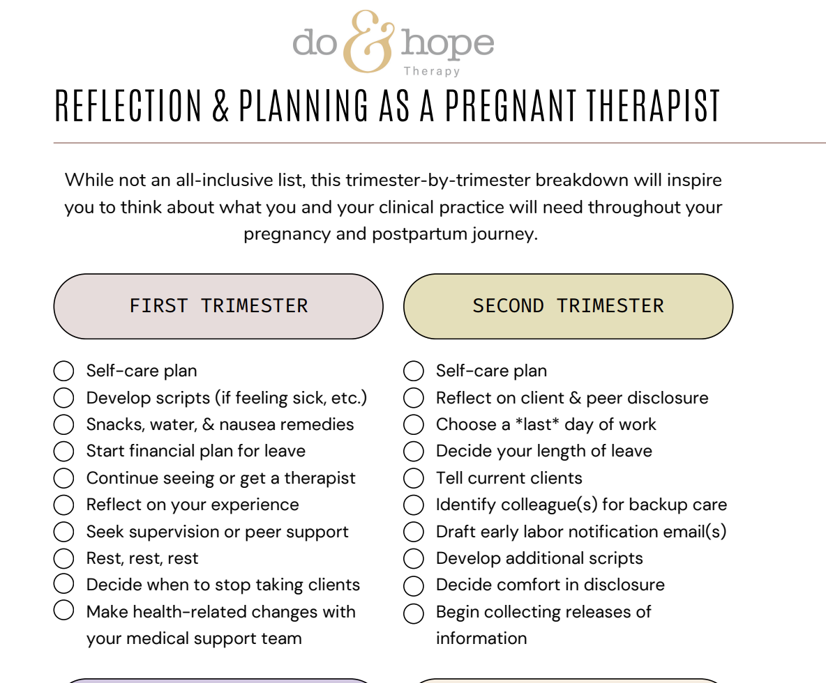 The Pregnant Therapist Checklist