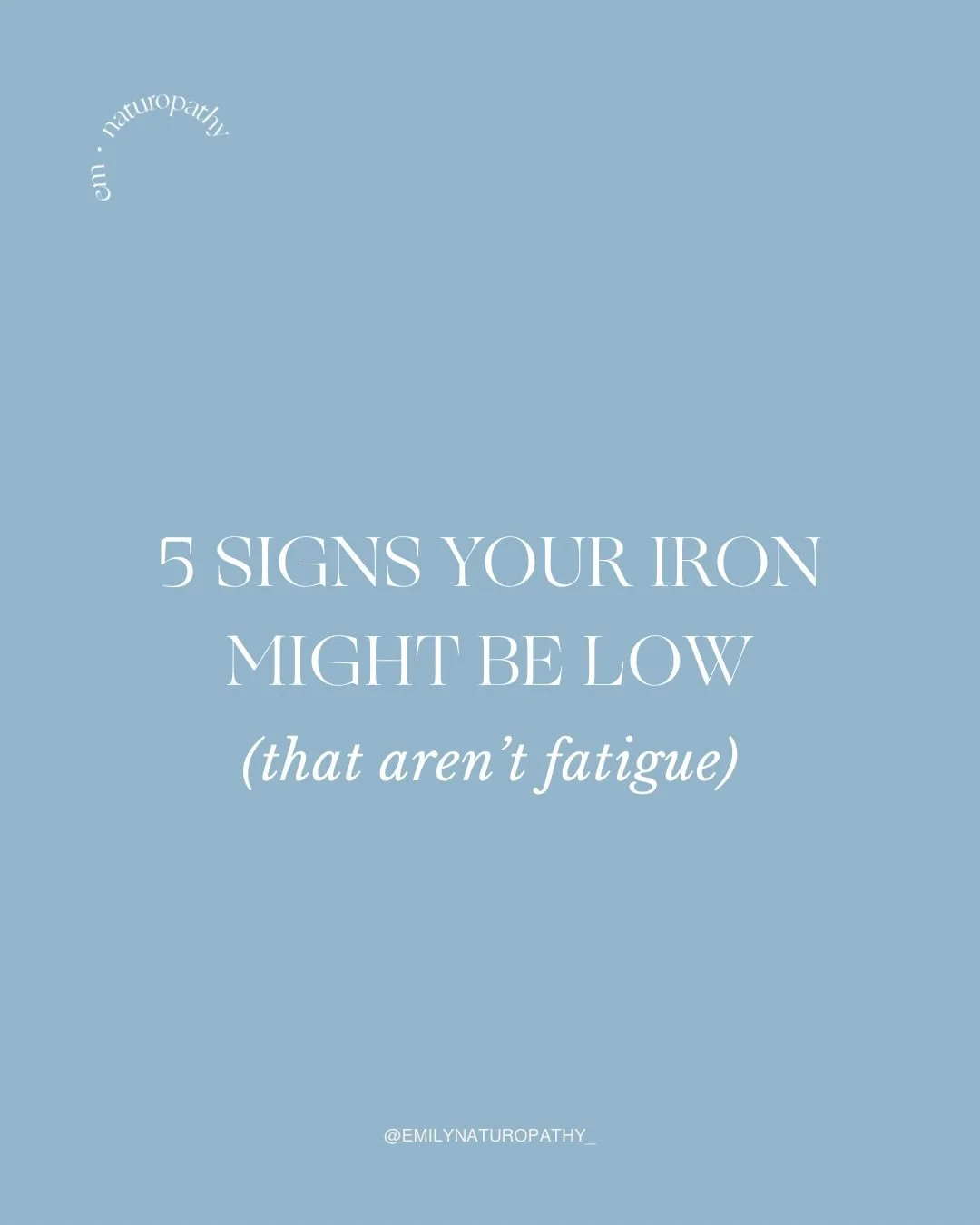 Most people associate iron deficiency with feeling tired, but many of the symptoms show up in unexpected ways.

Things like hair shedding, cold intolerance/poor circulation, restless legs, shortness of breath, headaches/dizziness and brain fog can of