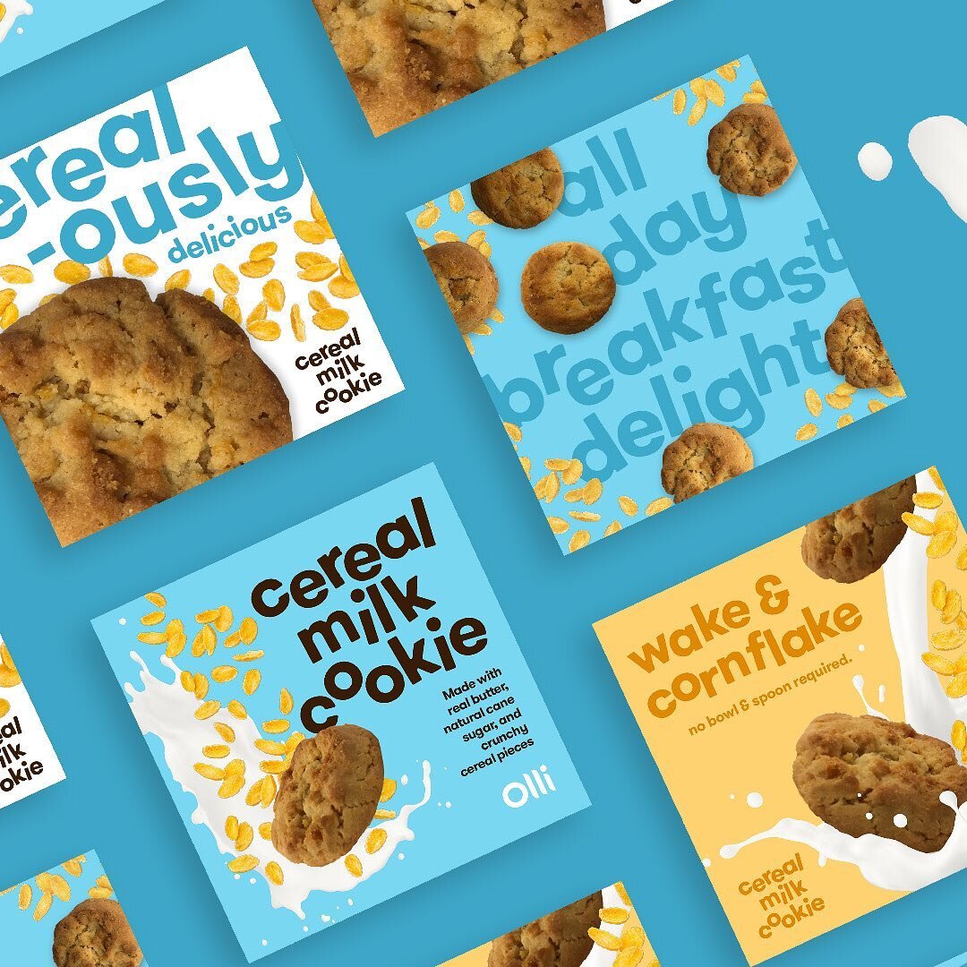 Visual direction and social package for the *cereal-ously* delicious @olli.brands Cereal Milk Cookie 😋🍪