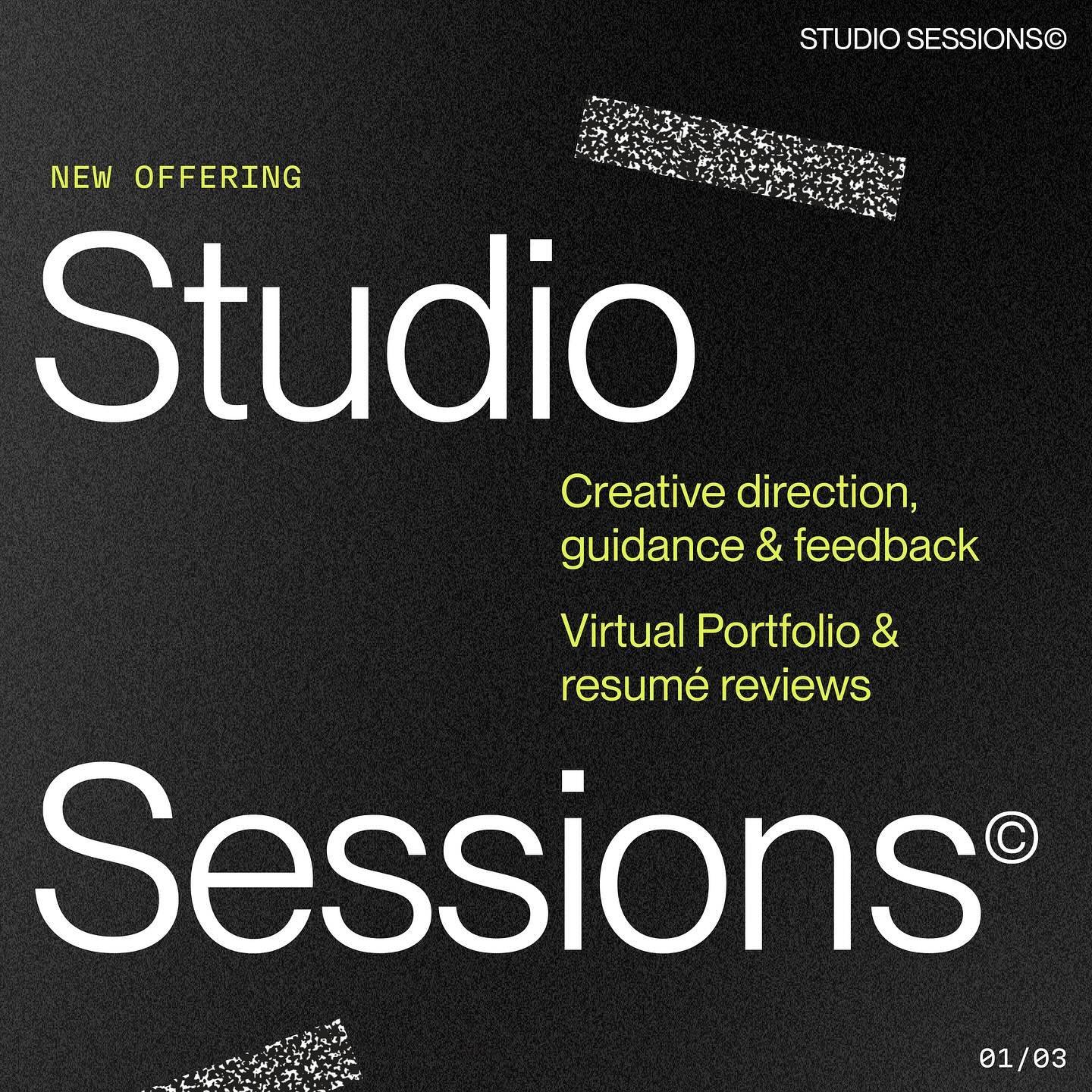 A little more about STUDIO SESSIONS&copy; 💻

A new mentorship offering: 1 hour of focused design mentorship, tailored to you. This offering is intended for emerging designers &amp; design students. Check out Slide 3 for a sample schedule for a sessi