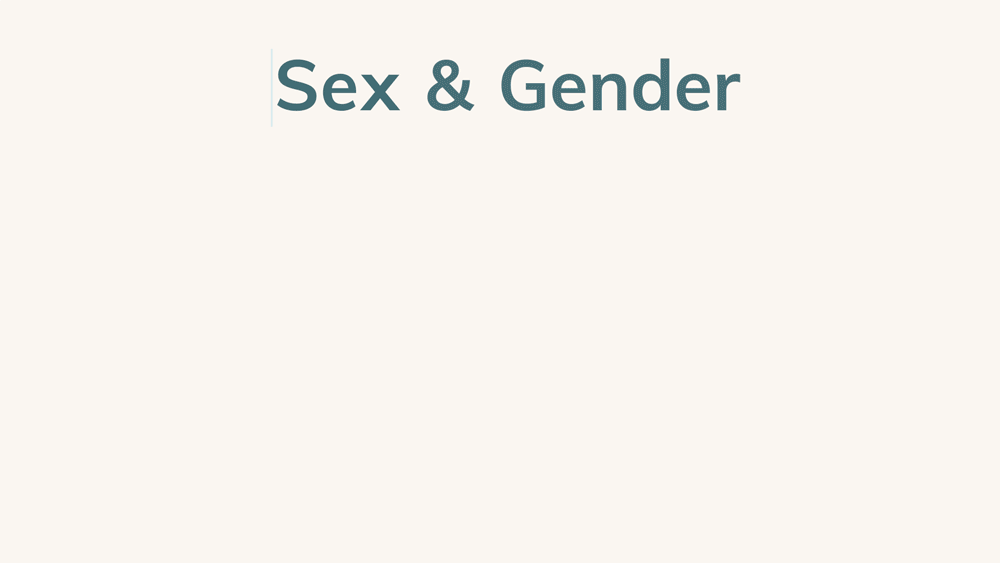 Animated GIF of icons representing biological sex and gender identity animating in sequence, illustrating the distinction between sex and gender in pain research