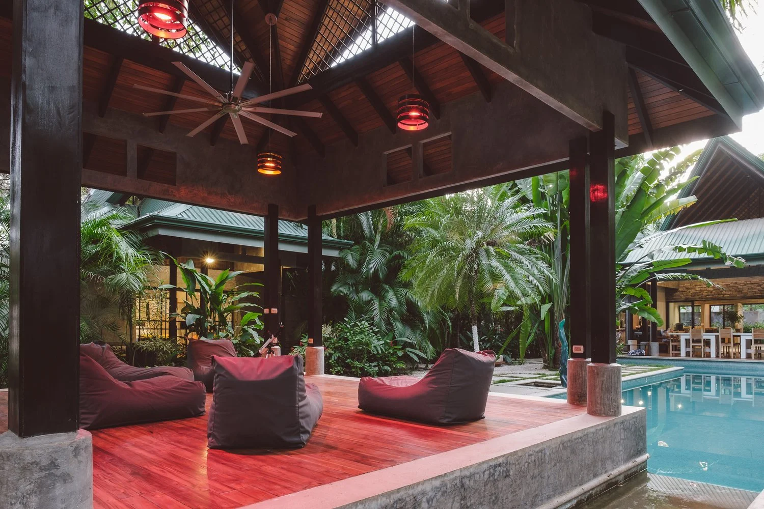Yoga platform by the pool