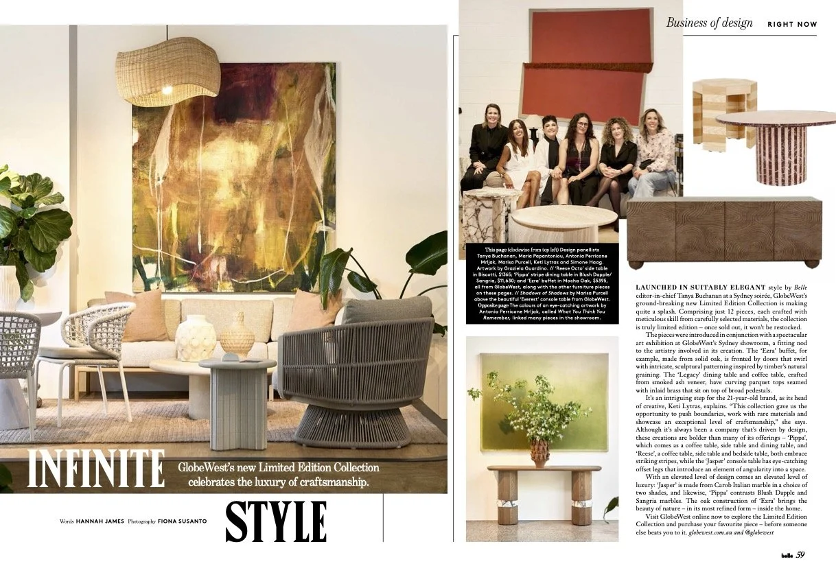 Belle Magazine
December / January 2026
Business of Design - Globewest
    Photography by Fiona Susanto
    Words by Hannah James