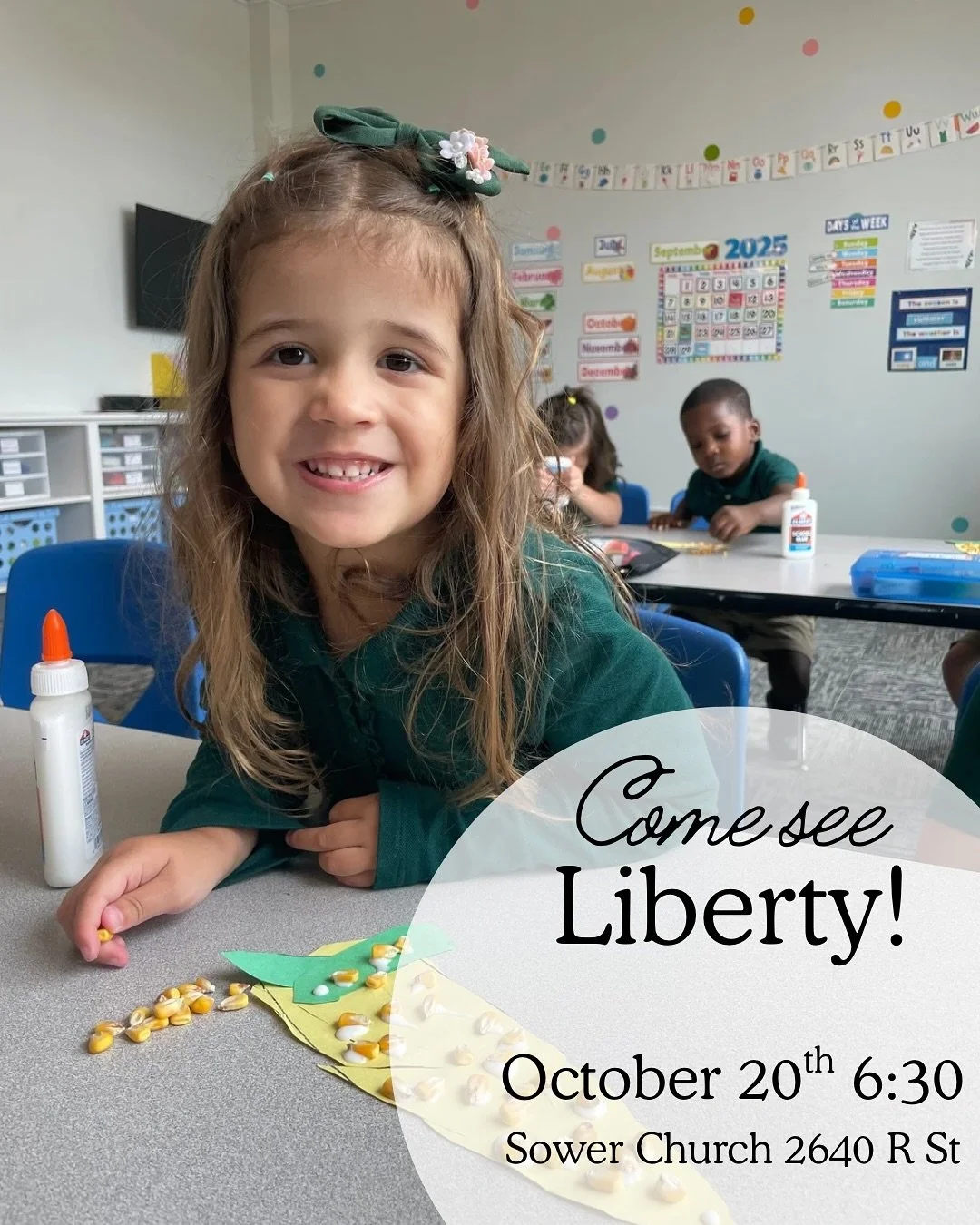 Liberty Showcase
Monday, October 20th at 6:30 PM
Sower Church 2640 R Street

Hear our students perform recitations, tour our classrooms, and learn more about what our school is up to. 

All are invited!