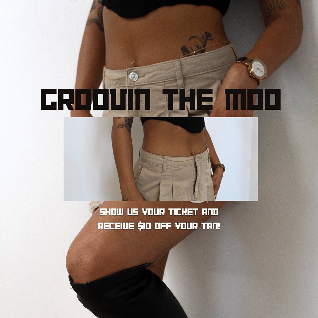 You didn&rsquo;t think we&rsquo;d let you boogie your lil heart out next weekend without a fresh tan did you? 🫣🪩 

For those of you attending Groovin the Moo next Sunday, show us your tickets in store and receive $10 OFF your tan for the weekend! ?