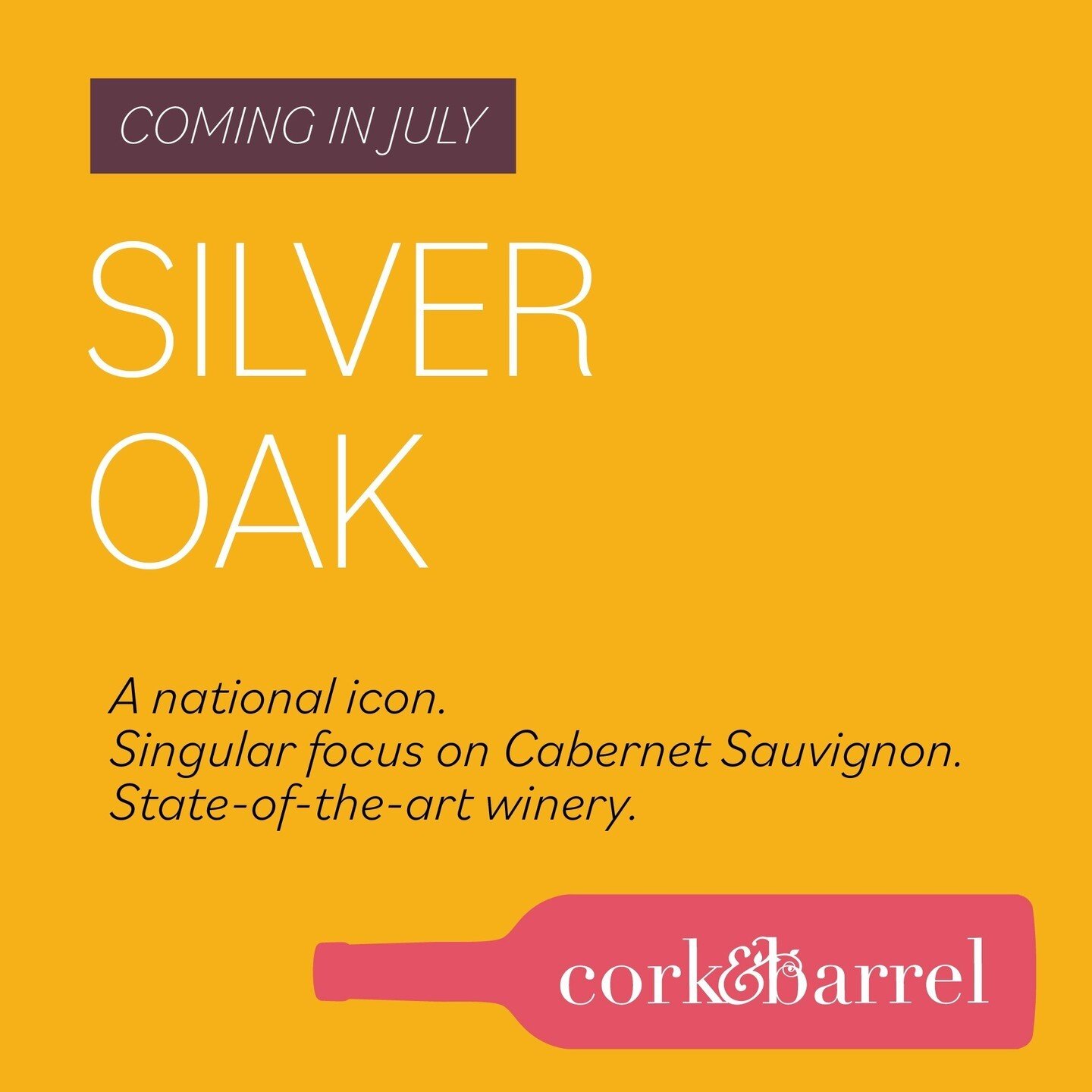 The &quot;OG&quot; of Cabernet Sauvignon is joining us at Cork &amp; Barrel!⁠
⁠
Silver Oak is a national icon...responsible for helping America fall in love with Cabernet!⁠
⁠
Cab is the only wine Silver Oak produces. Their focus has definitely paid o