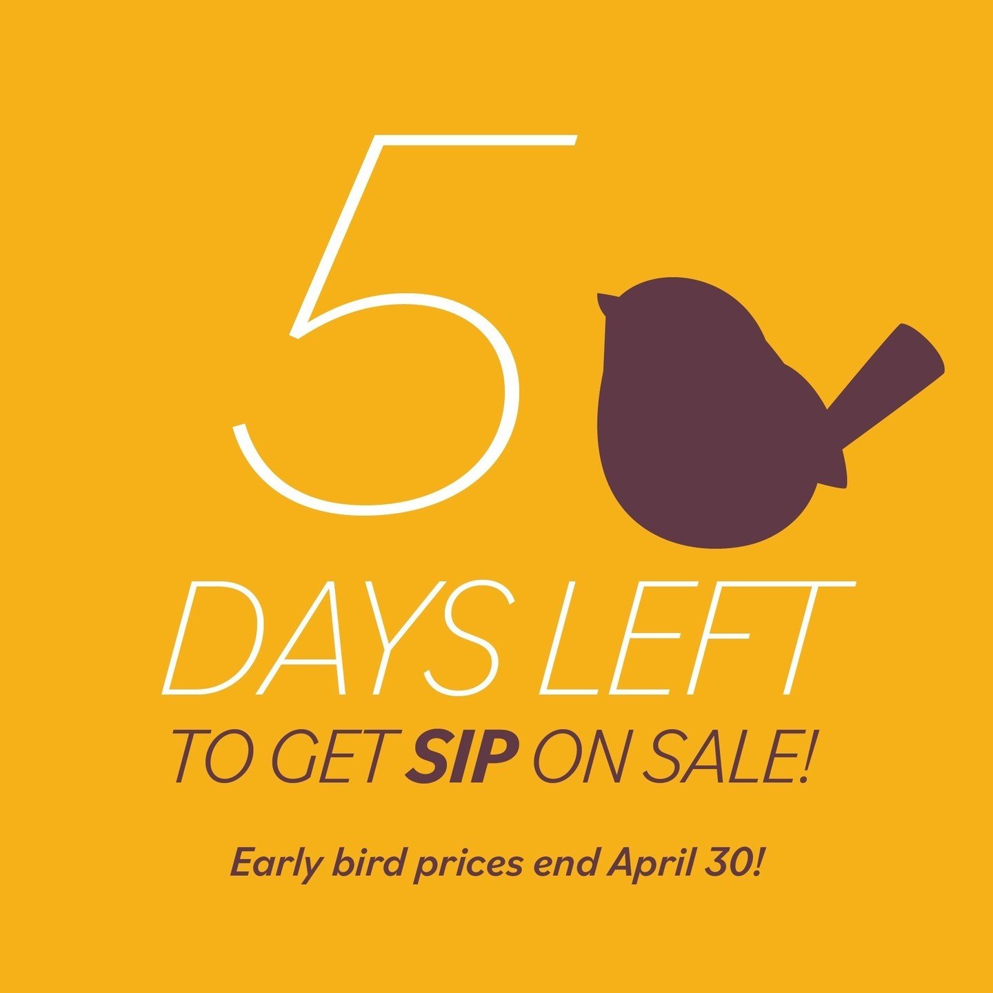 Time is ticking! ⁠
⁠
Our Sip early bird special ends in 5 days! Starting May 1, Sip tickets increase to $125.⁠
⁠
Last year was SO MUCH FUN, and this year will be even better...because we'll be back outdoors, under the big tent at COCC!⁠
⁠
Just now he