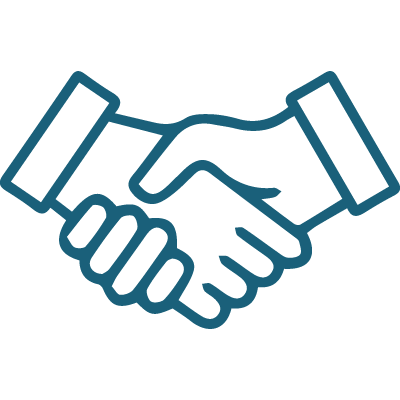 Two hands clasping together to symbolize partnership