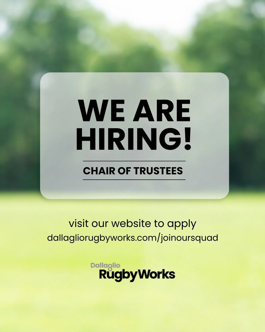 We&rsquo;re on the lookout for a new Chair of Trustees to lead Dallaglio RugbyWorks going forward!✨🤝

If you or someone you know are passionate about creating real impact through sport and youth development, this could be your moment.

🔗Apply now v