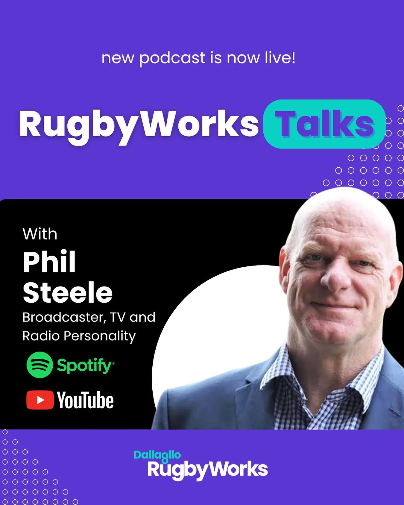 New Episode: RugbyWorks Talks x Phil Steele 🎙️

From special education to sports broadcasting, Phil Steele shares his powerful journey of resilience, purpose, and championing young people.

Whether you work with young people or just need a dose of i