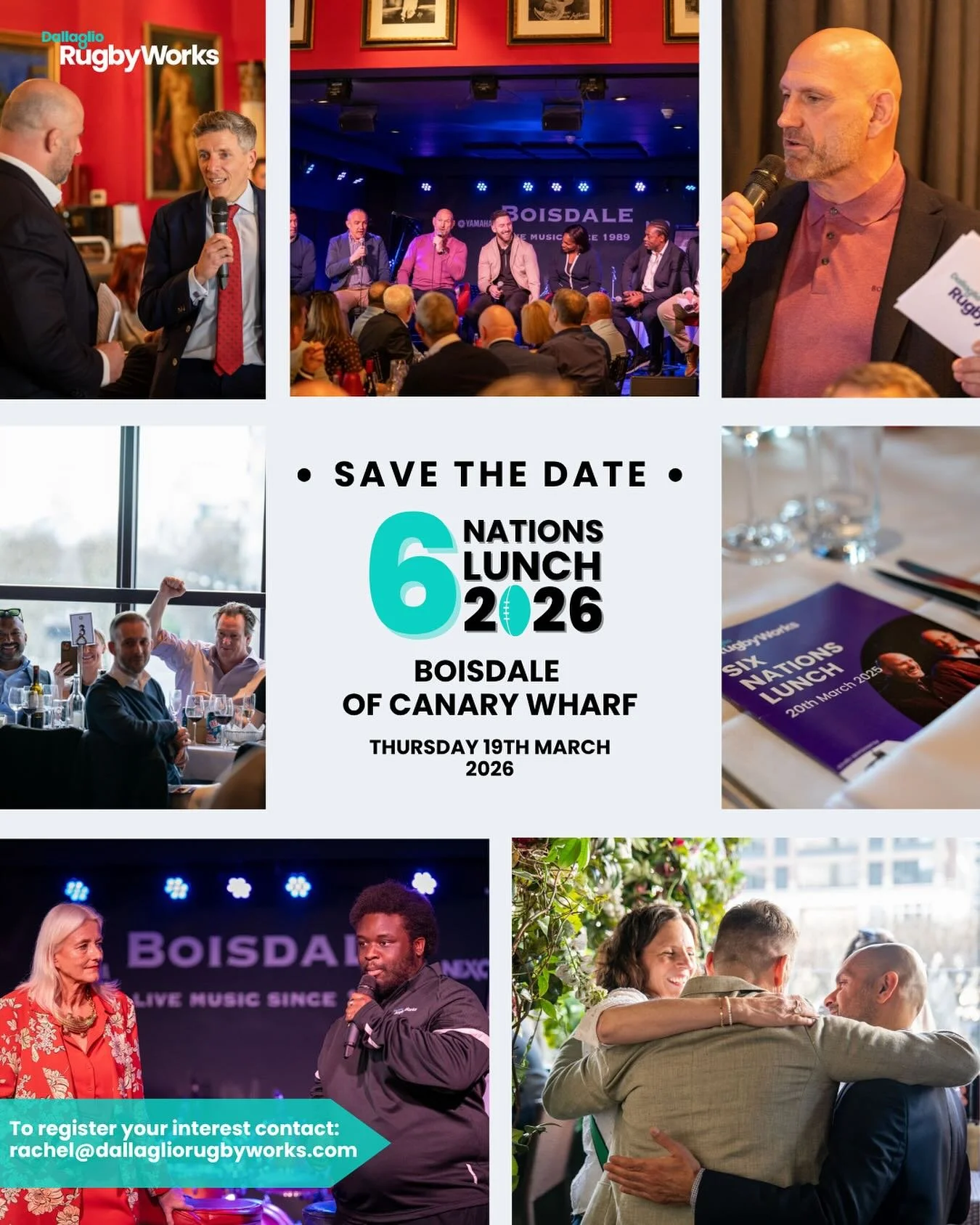 Save the Date!

We&rsquo;re excited to announce that our next Six Nations Lunch will be taking place at the iconic Boisdale of Canary Wharf on Thursday 19th March 2026!

Join us for an unforgettable afternoon of rugby, great food, and fundraising in 