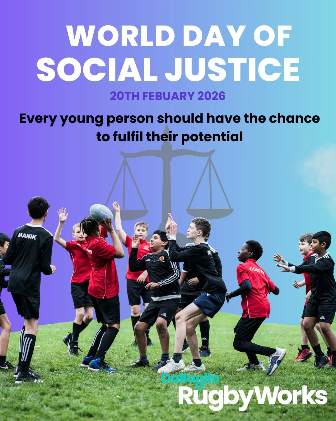 World Day of Social Justice recognises the global need to tackle poverty, exclusion, inequality and barriers to opportunity.

At Dallaglio RugbyWorks, this mission is at the heart of what we do every day: supporting young people who are at risk of le