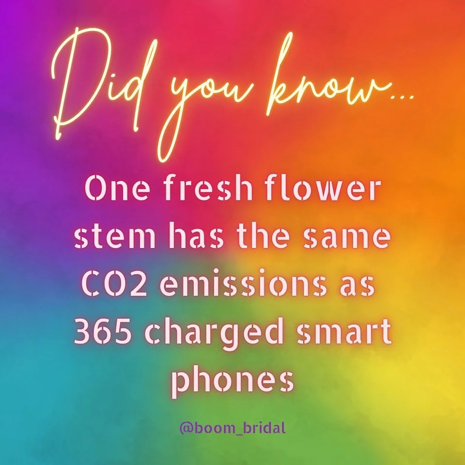 🌈 One fresh flower stem 💐
Do you know how much CO2 one fresh flower stem produces?
💐
According to tree-nation.com, each stem produces 3kg 🌺
💐
And according to epa.gov that's the same as charging 365 smartphones 📳
💐
For a fresh flower we