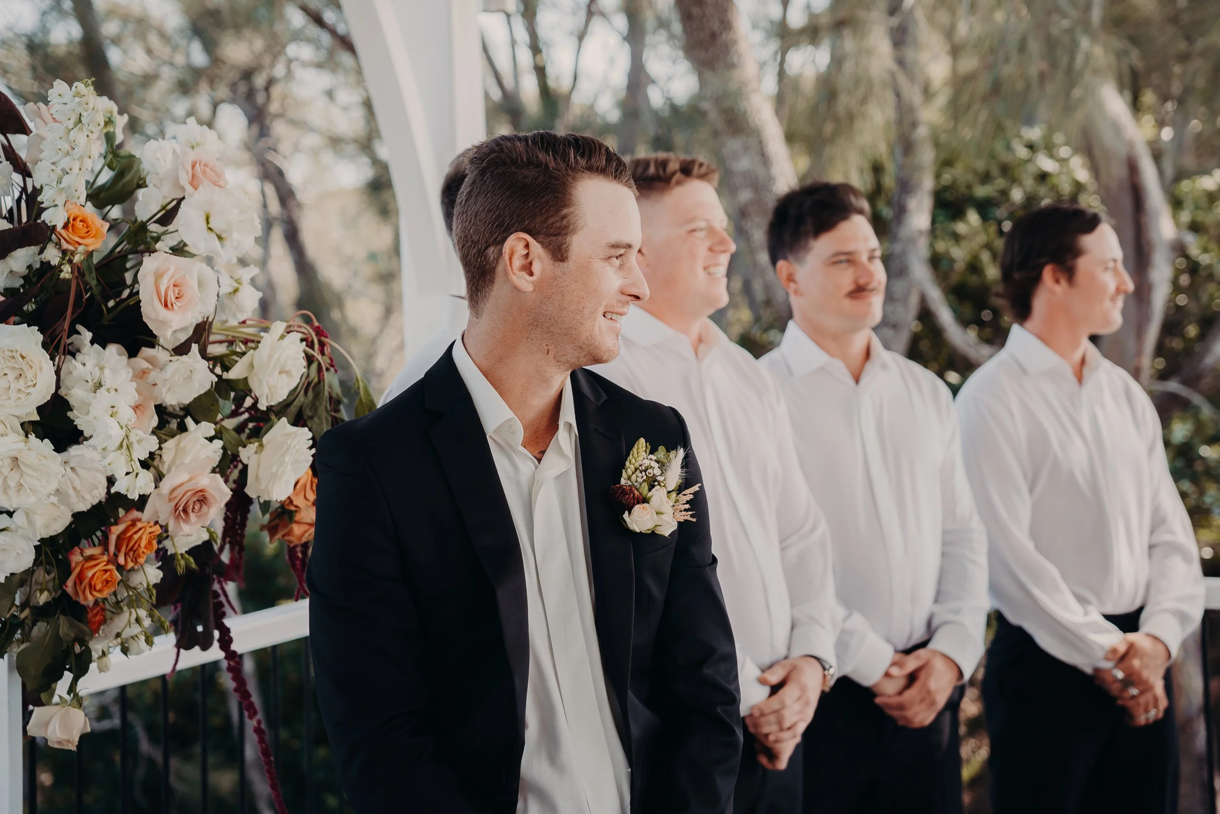 Groom waiting for his bride to walk down the aisle