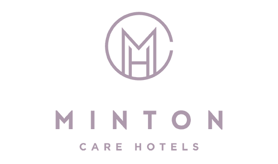 Logo of Minton Care Hotels, featuring a circular design with the letter 'M' inside and the words 'Minton Care Hotels' below.