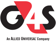 G4S logo with red, black, and white colors and the text 'An Allied Universal Company'