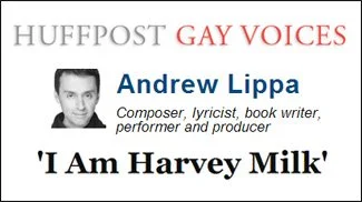 Huffpost Gay Voices Guest Post logo, Andrew Lippa writes about I Am Harvey Milk