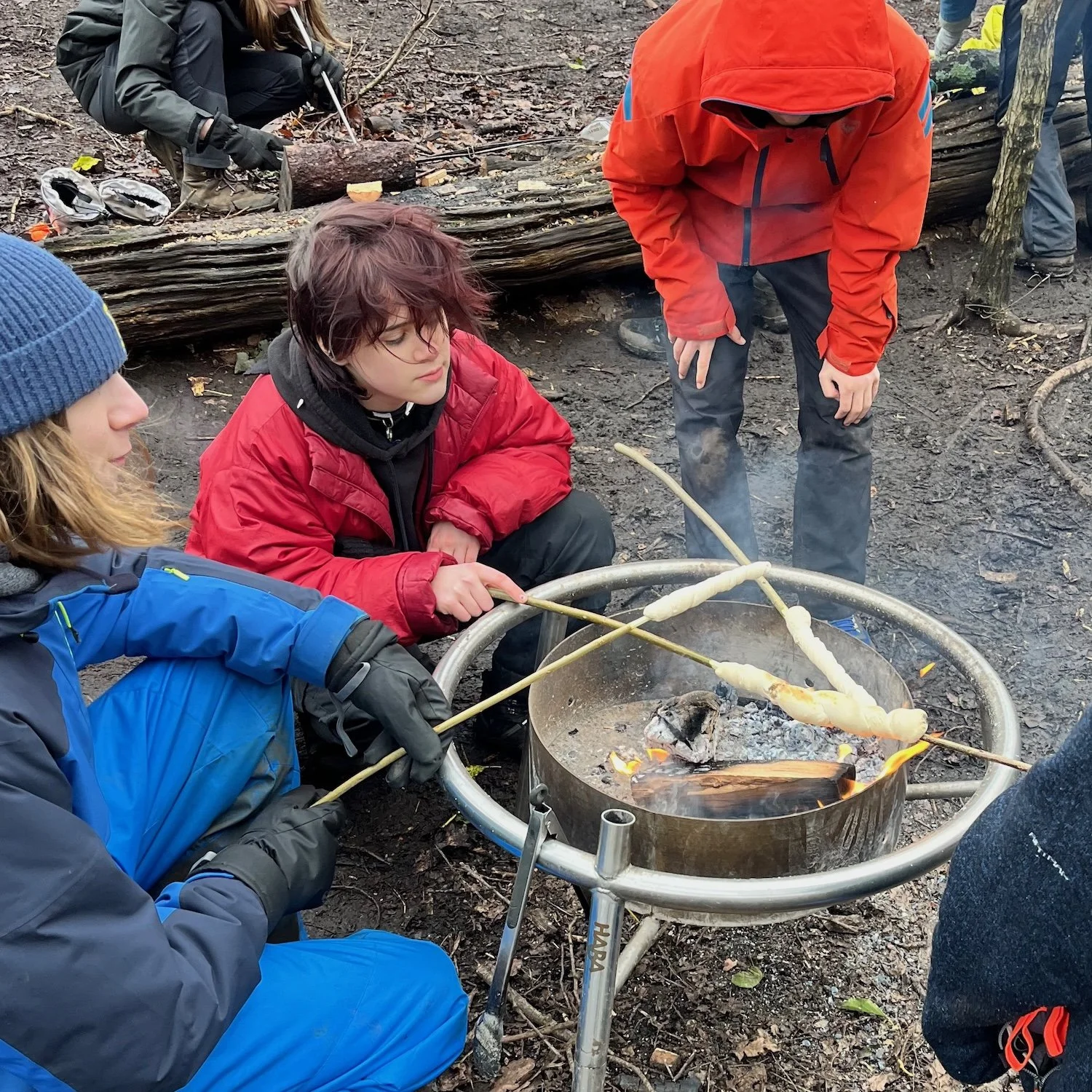 Cooking bread on a stick
