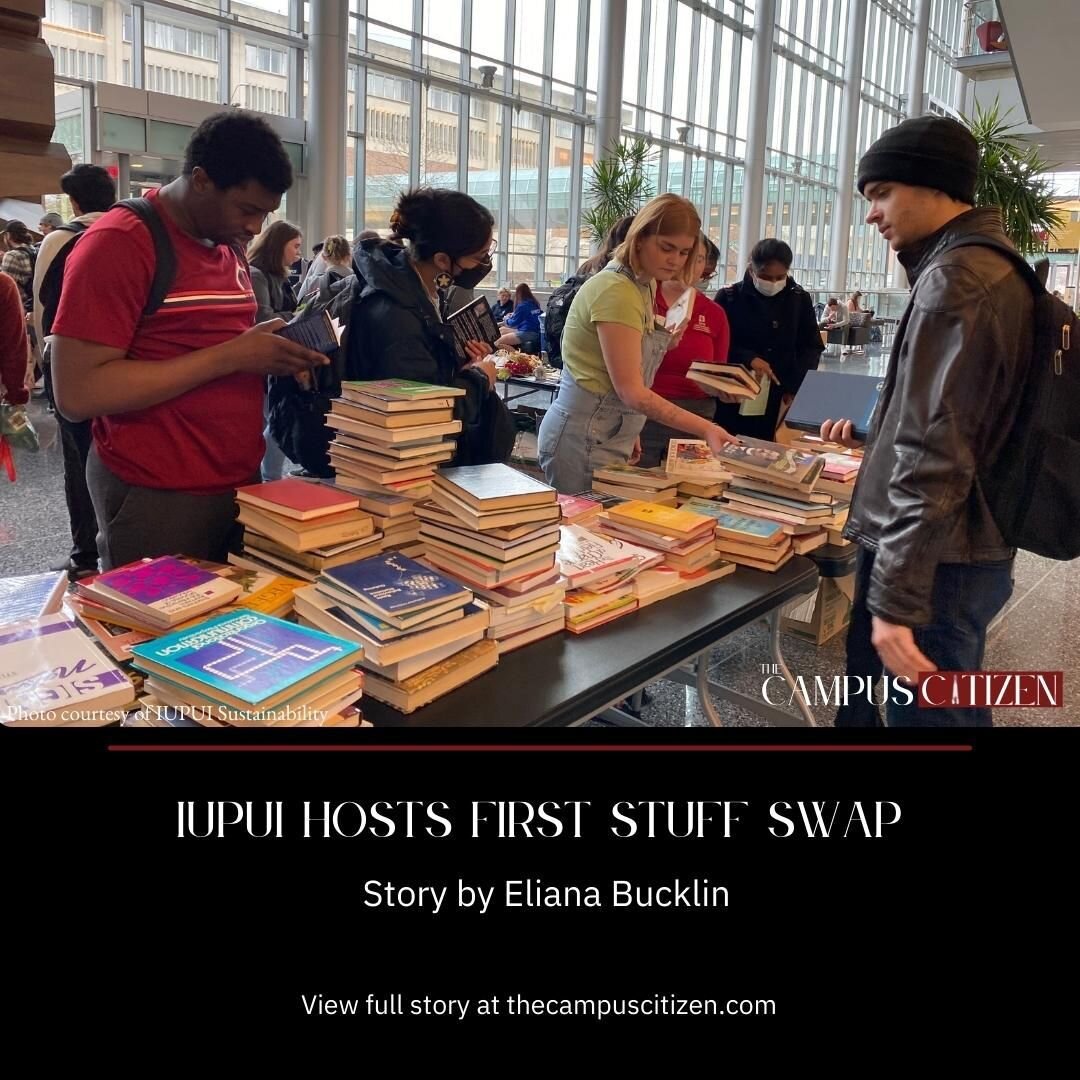 Students gathered in the Campus Center Atrium to donate and swap out used items in an event hosted by the Office of Sustainability and the Residence Hall Association (RHA) on April 13. The collaboration is new and inspired by IU Bloomington's event c