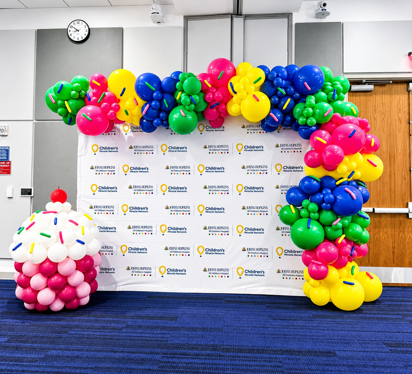 Balloon Garland with Custom Cupcake