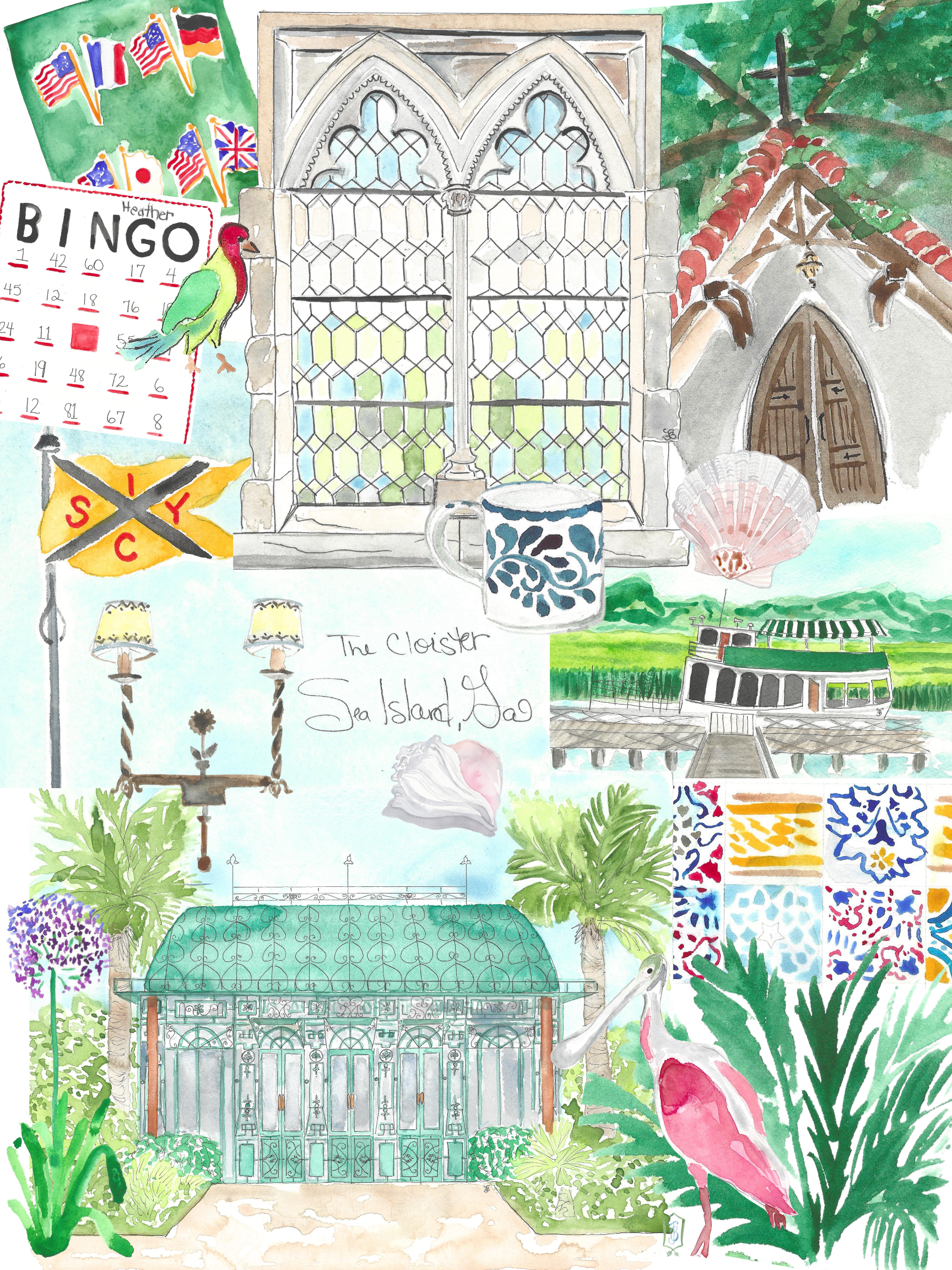 A montage of imagery found at The Cloister at Sea Island, Georgia.