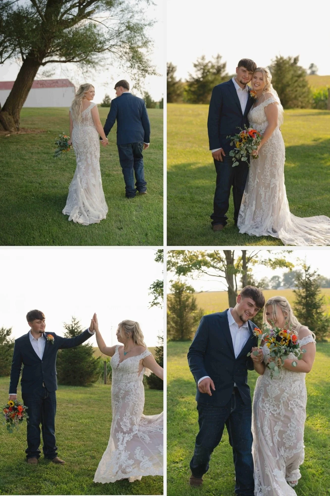 Collage of bride and groom portraits by Heather Corbin Photography at Governor's Pavilion, Wolcott, IN