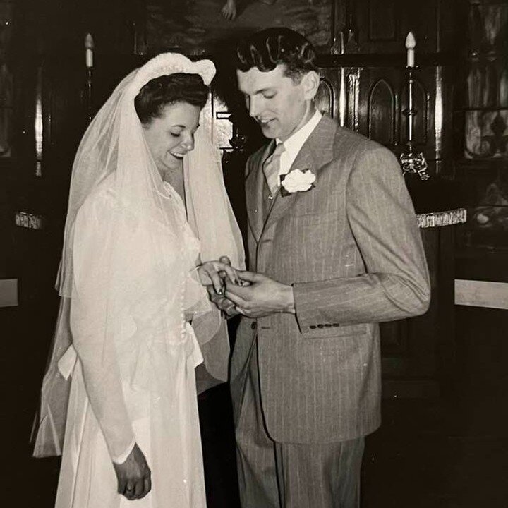 My grandma gave me my first camera- when I was 8. My grandparents LOVED pictures! We took pictures together EVERY TIME I saw them. 🙂 

Today would have been their 77th wedding anniversary. I so love their classic wedding pictures. I hope that I am a