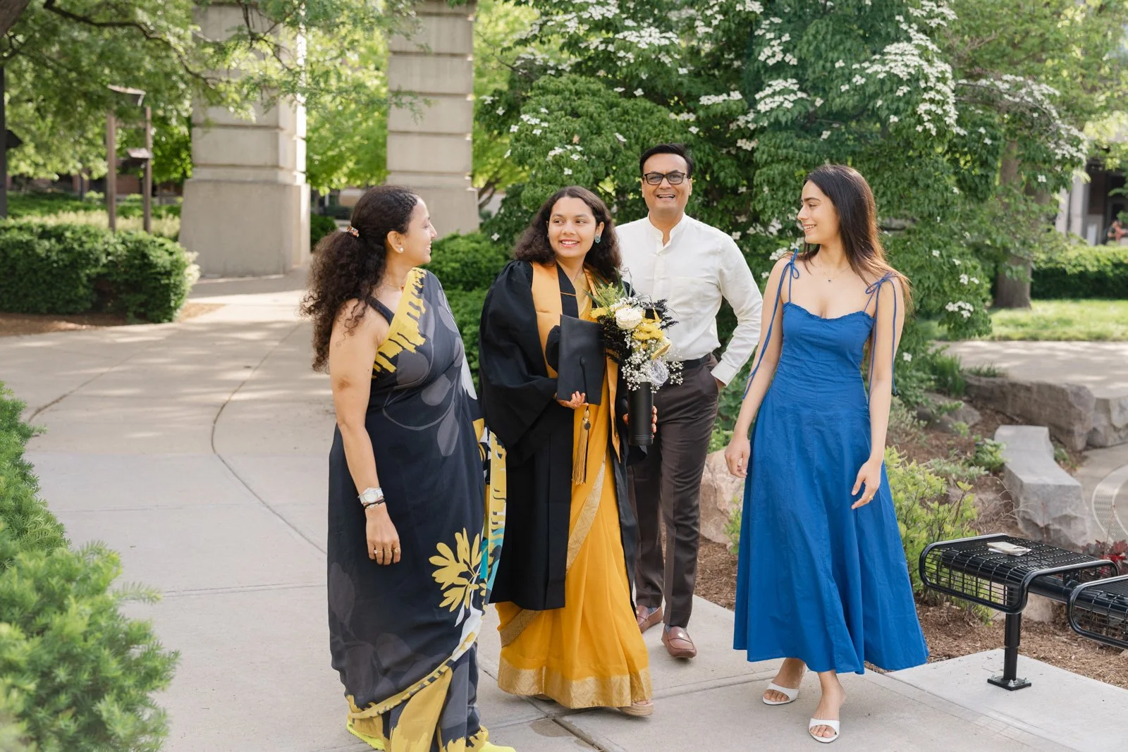 Purdue International student from India on graduation day celebrating with her family