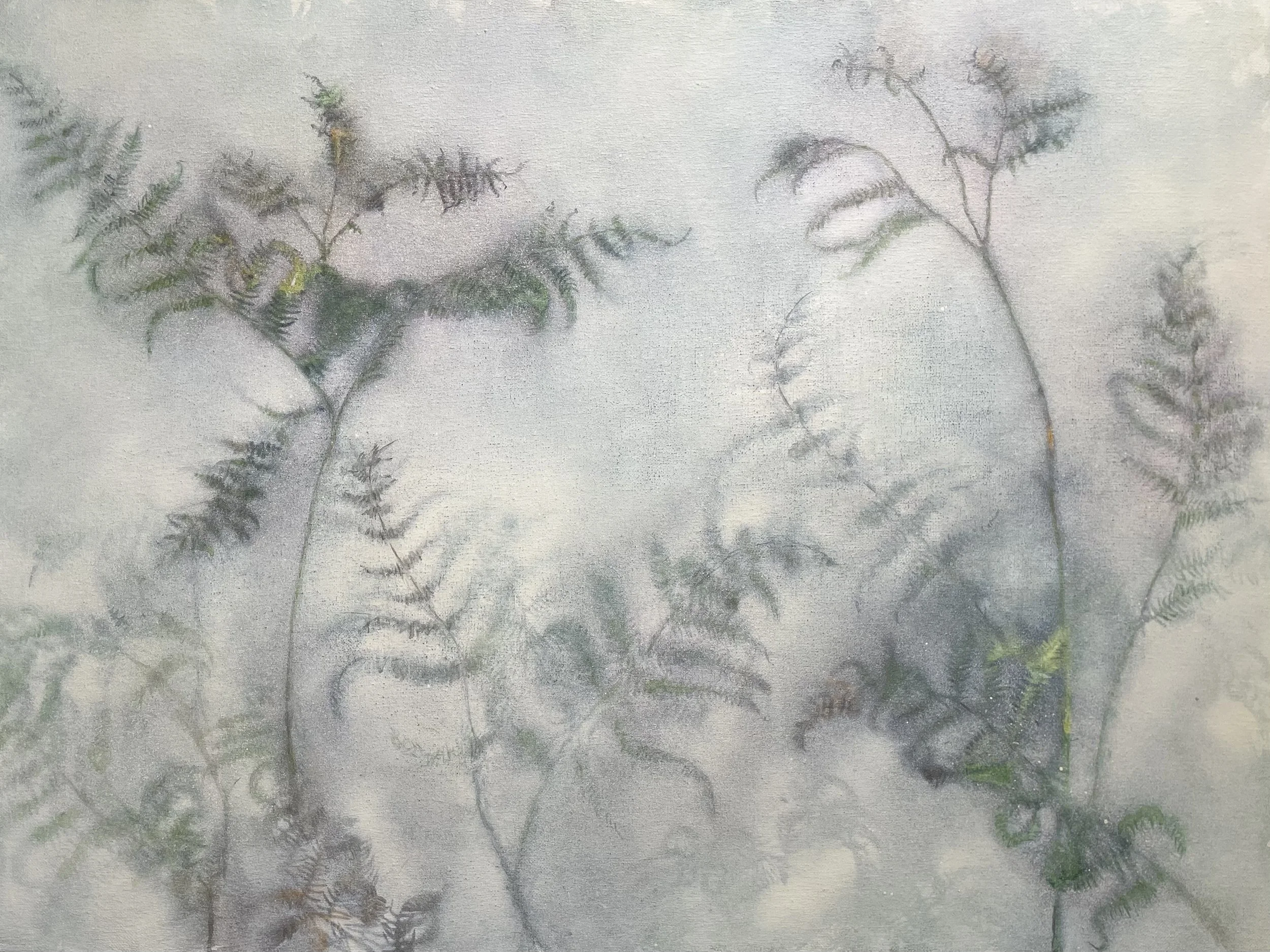 Pteridomania; 83 x 62 x 4cms; acrylic ink and spray paint on canvas