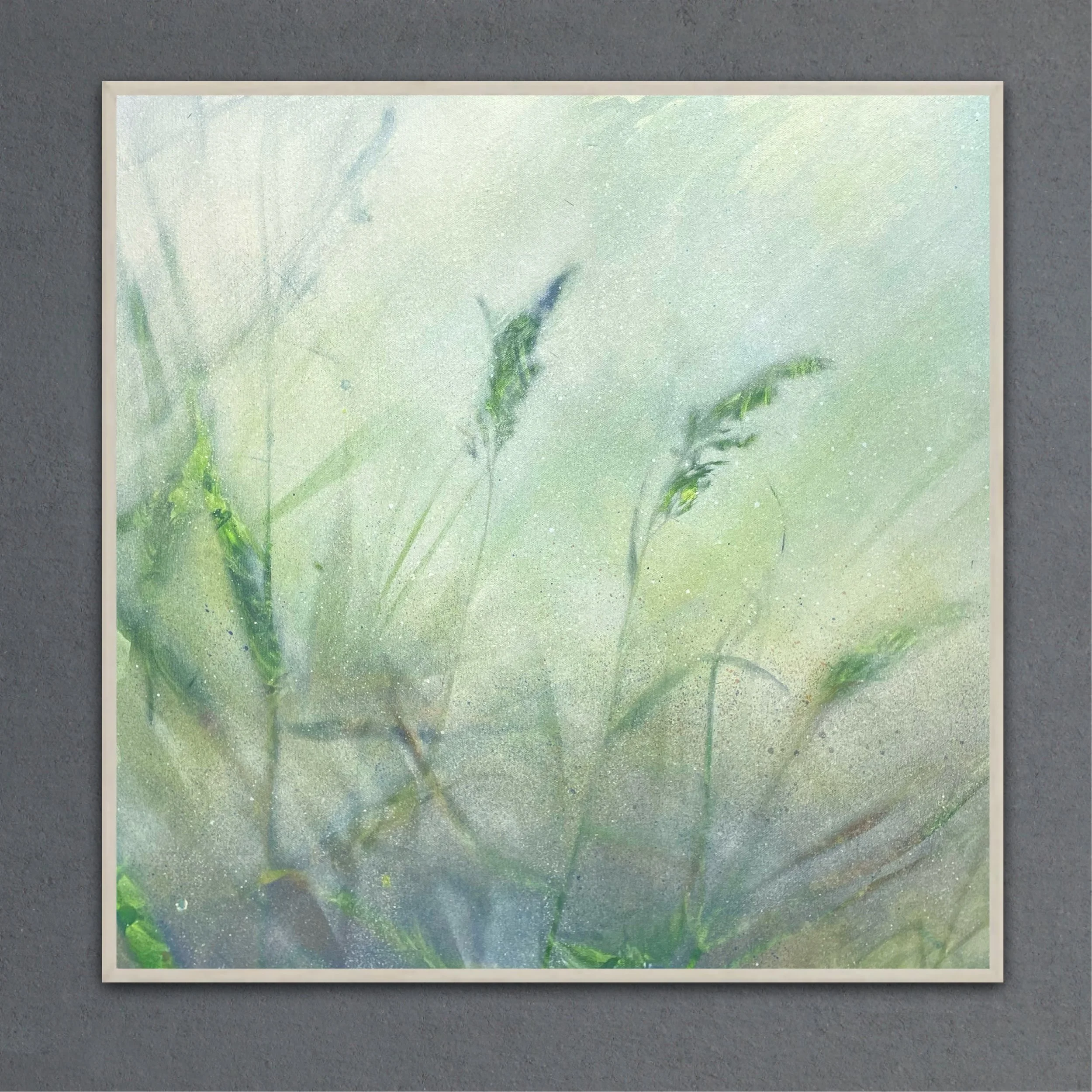 Grasslands; 62 x 62 x 4 cms; acrylic ink and spray paint on canvas