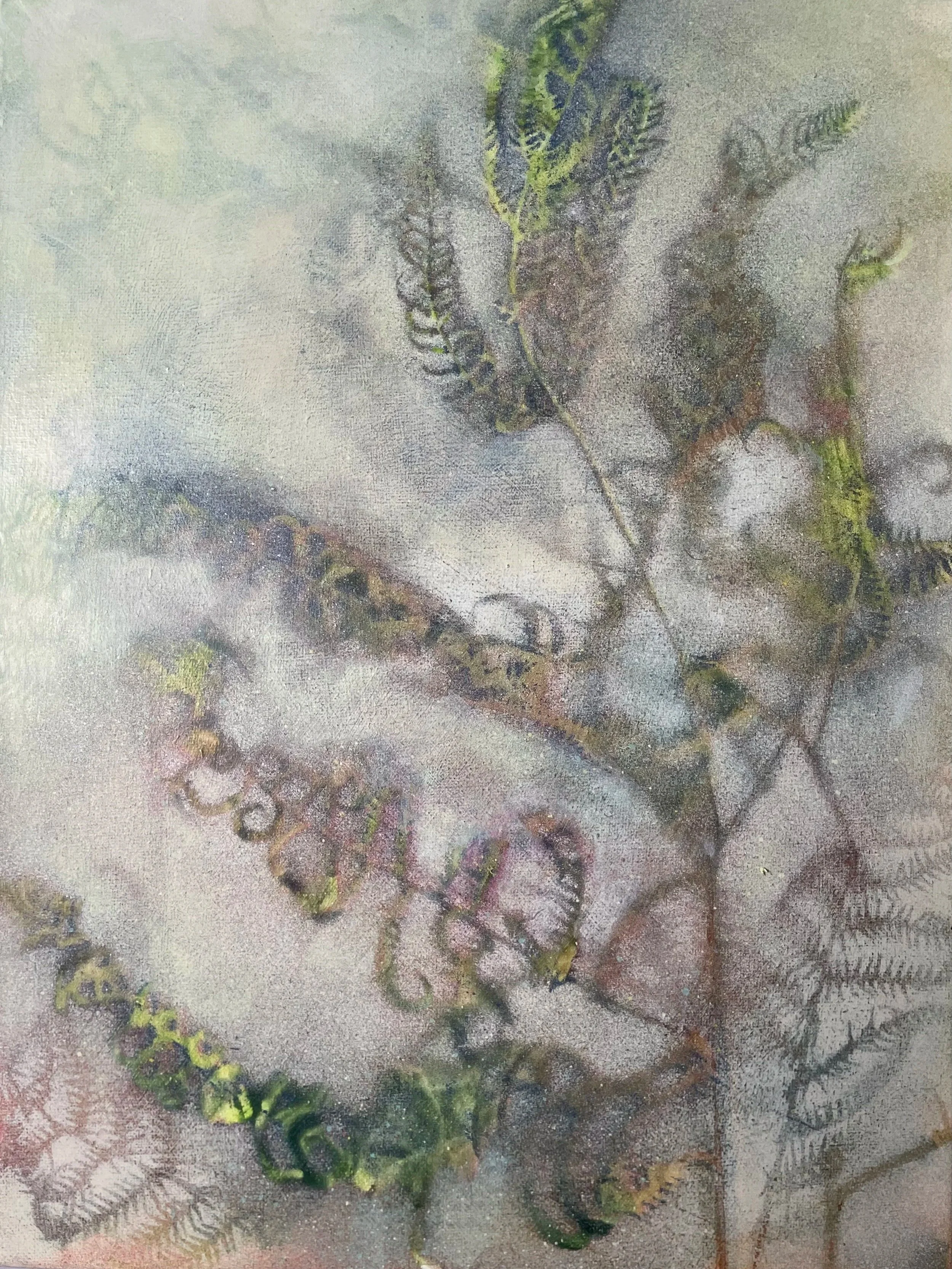 Bracken study I; 30 x 40 x 4 cms; acrylic ink and spray paint on canvas; available in 2026