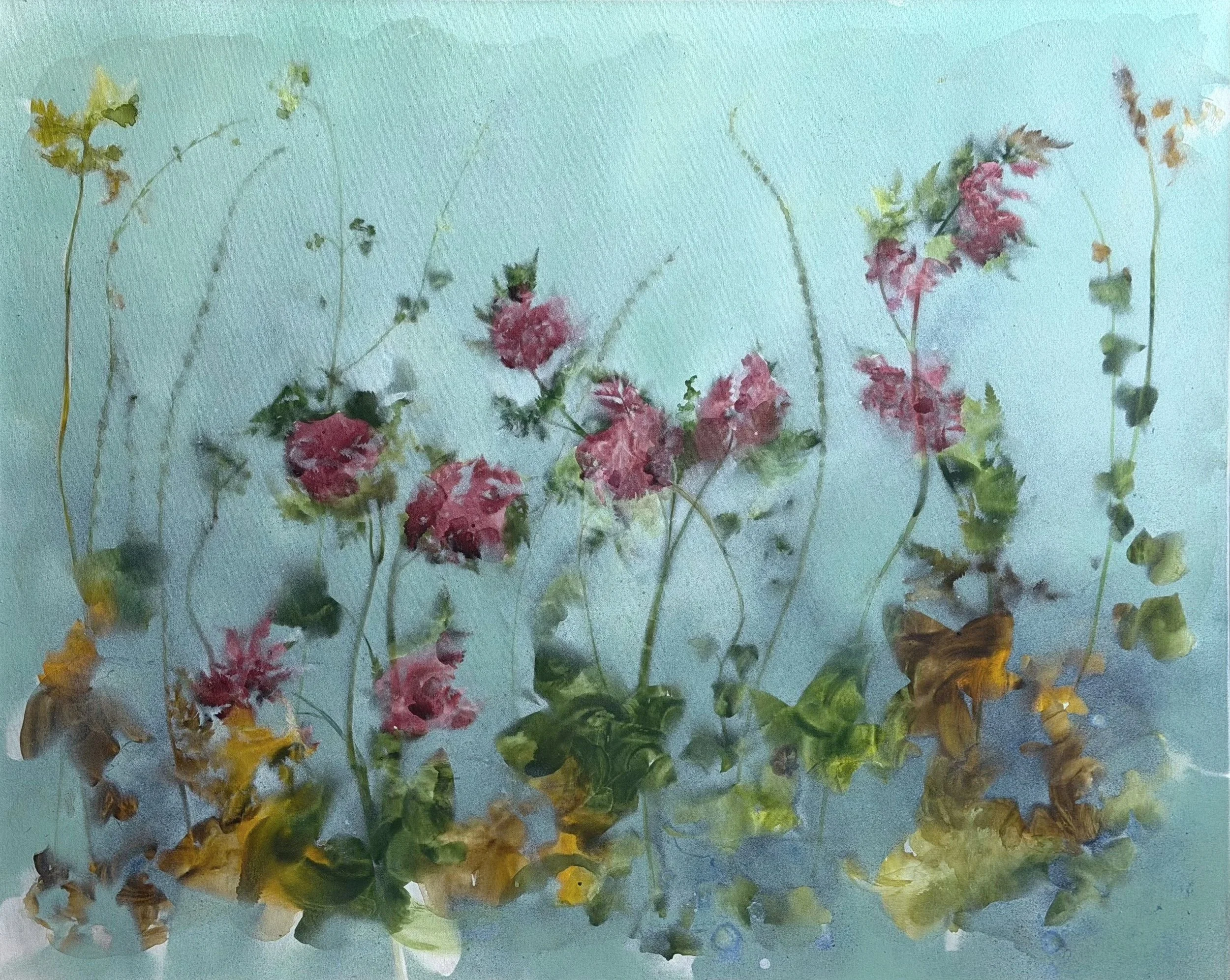 Garden party, acrylic on canvas; 103 x 83 cms