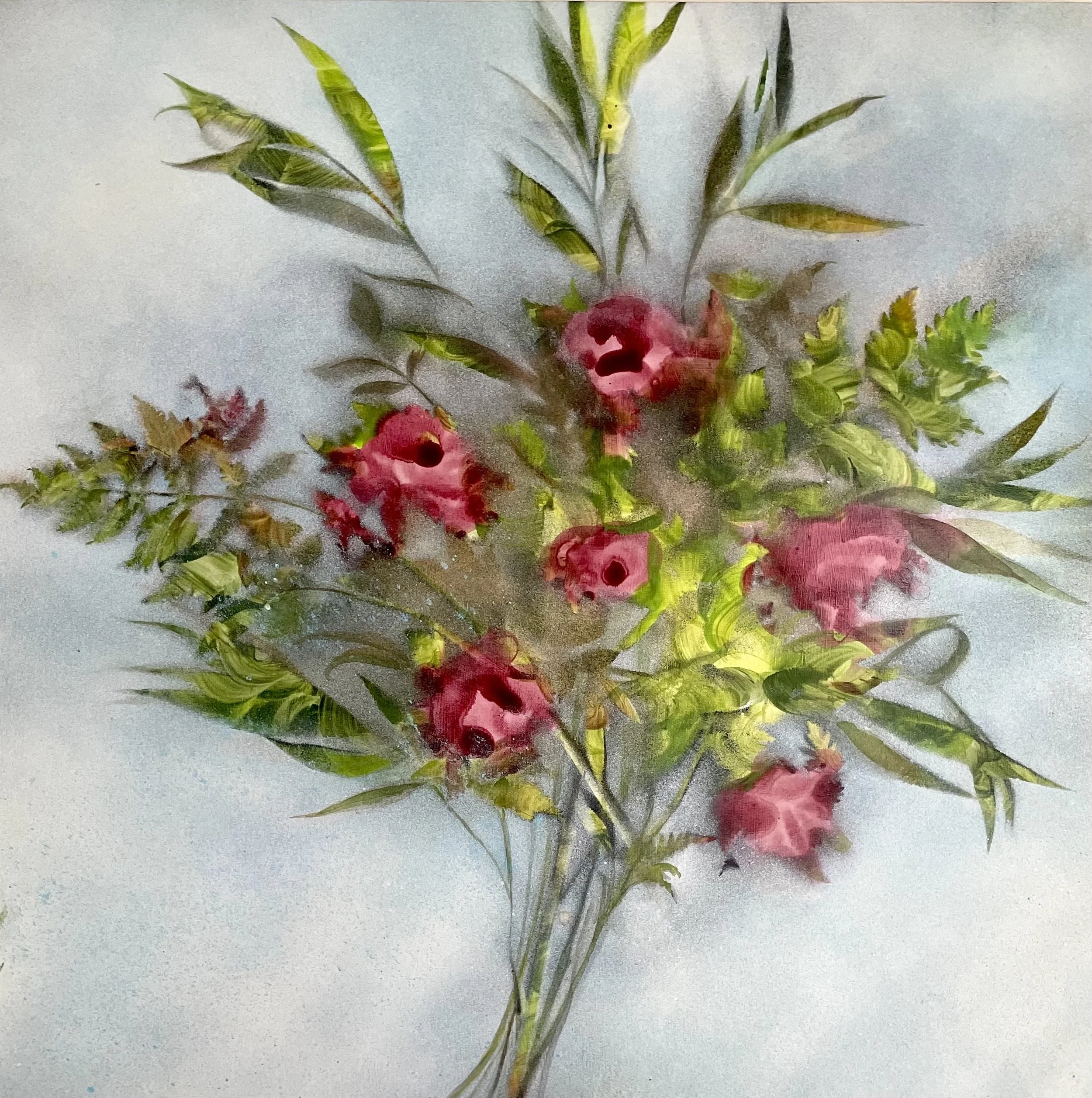 Gertrude's Bouquet, acrylic on cradled wood panel, 45 x 45cms