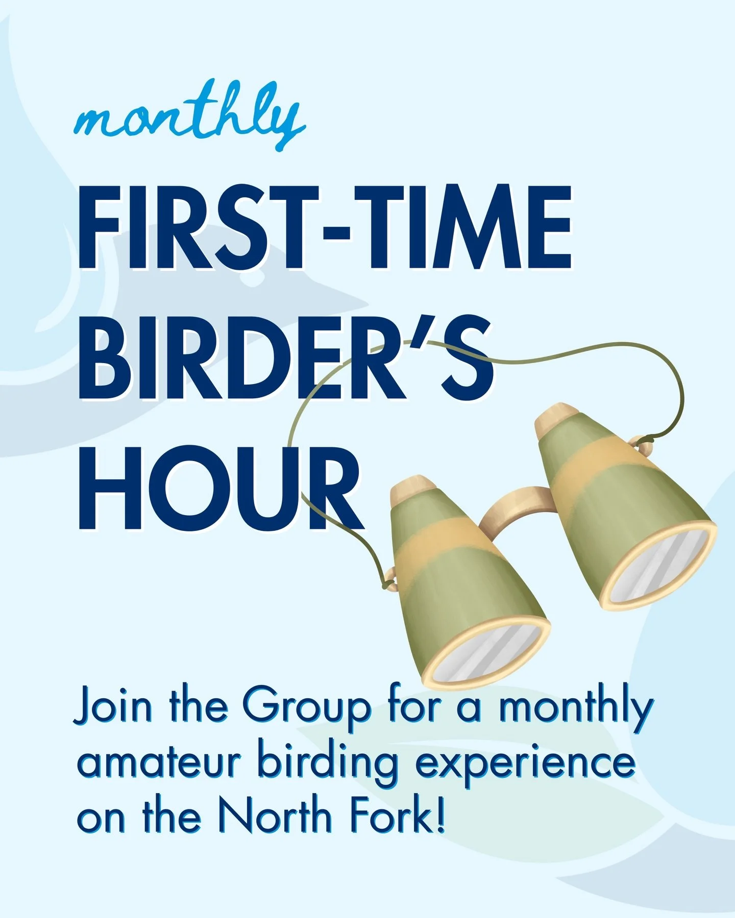 Calling all (future) bird lovers! 

We&rsquo;re hosting a monthly amateur birding experience at Downs Farm Preserve in Cutchogue. 

Together we&rsquo;ll check out the bird feeders and walk along the trails to identify common backyard birds and spend 