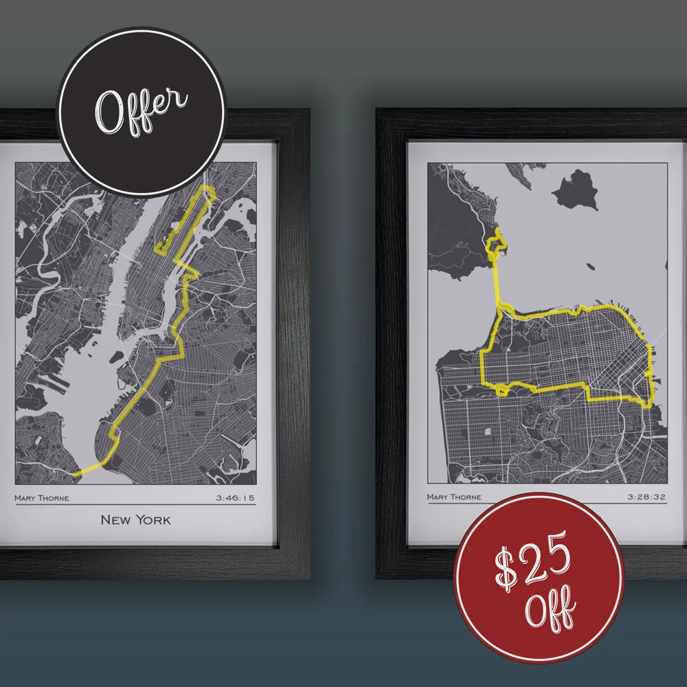 Any Run Route Map Print - Framed - Runner Gifts - Framing Glory - Gifts ...