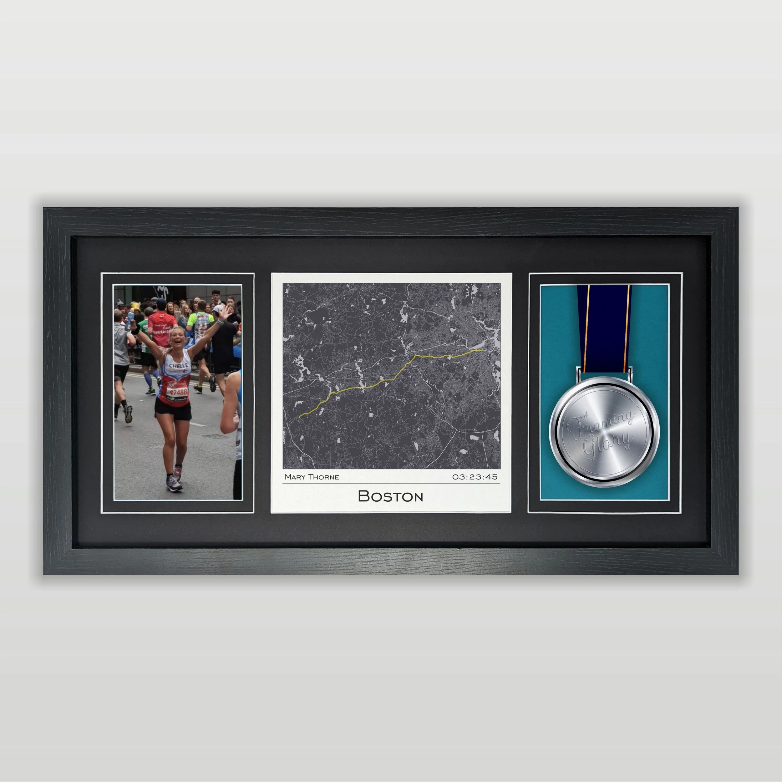 Boston - Marathon - Map & Photo Display Frame - Marathon Gifts ...