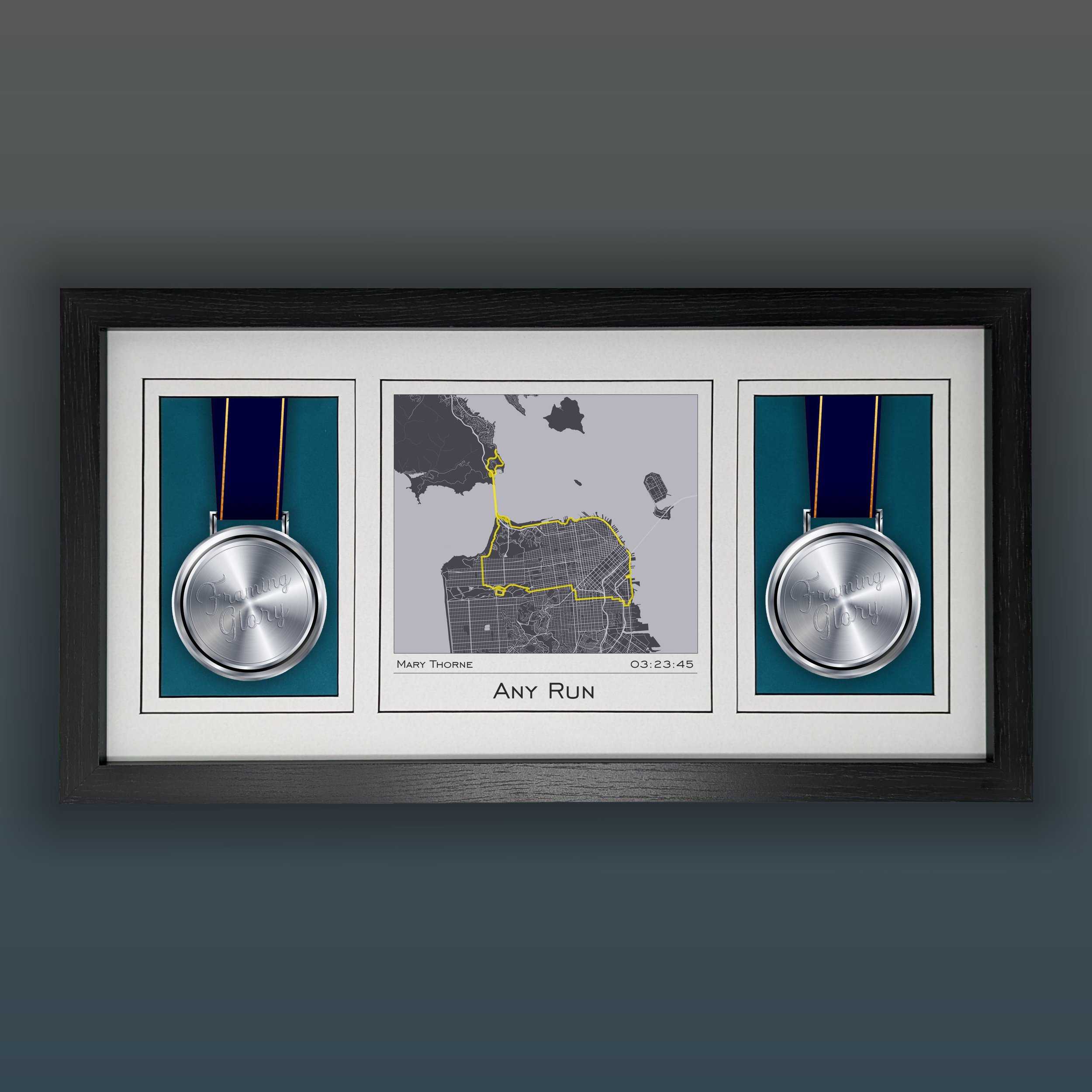 Map & Double Medal Display Frame