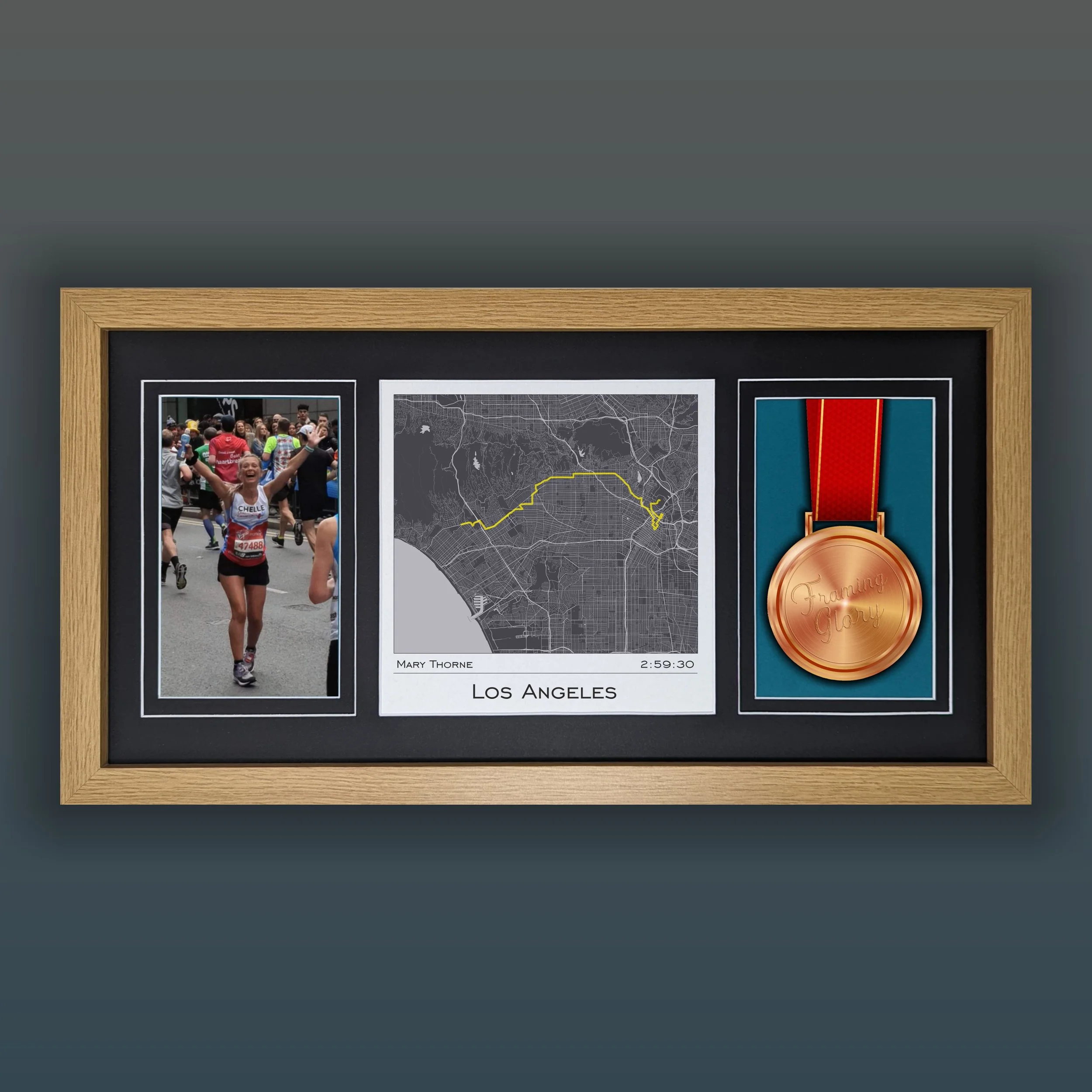 Los Angeles - Marathon - Map & Photo Display Frame - Marathon Gifts ...