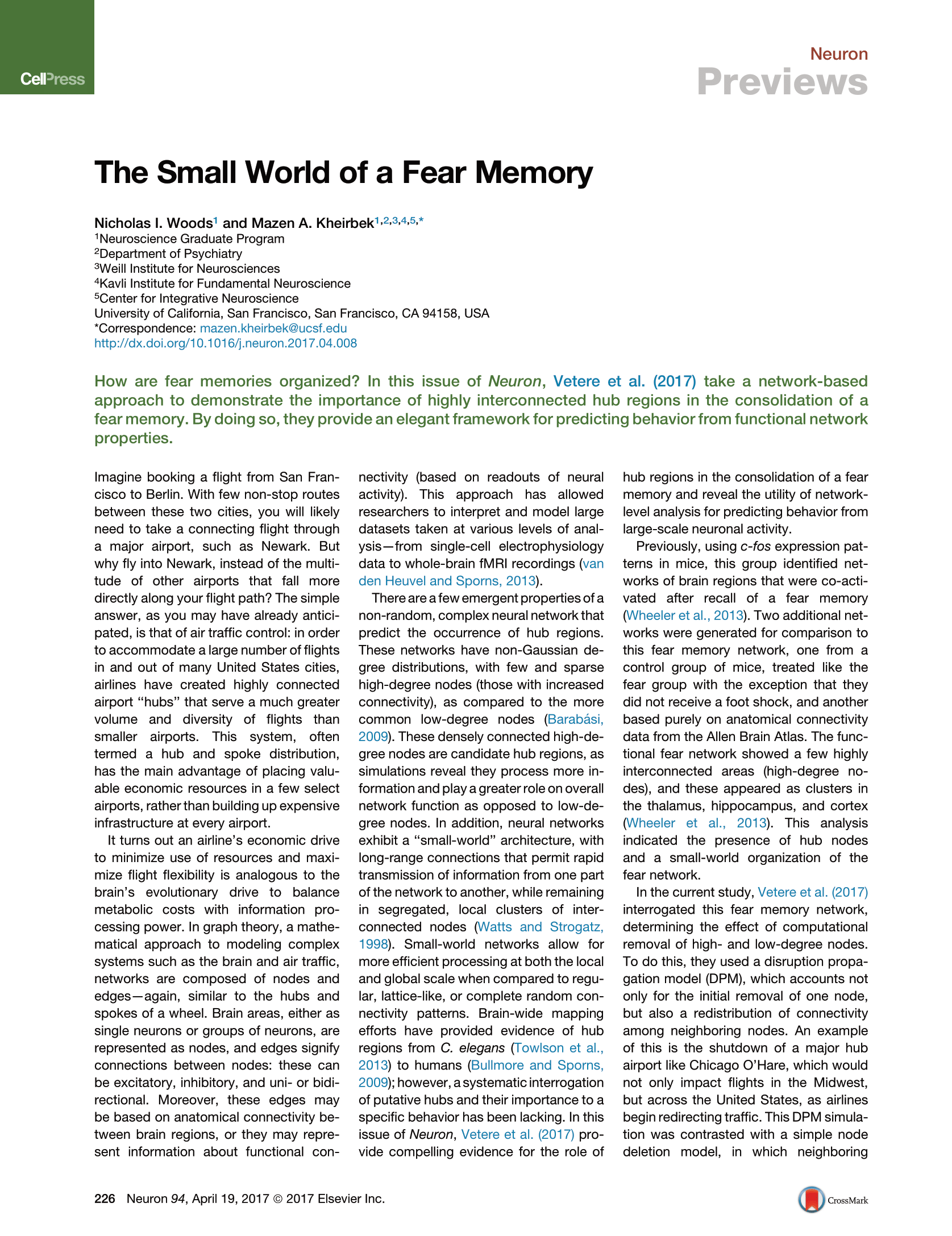 The small world of a fear memory
