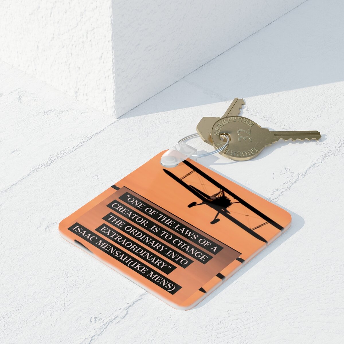 IKE MENS Quote Square Photo Keyring