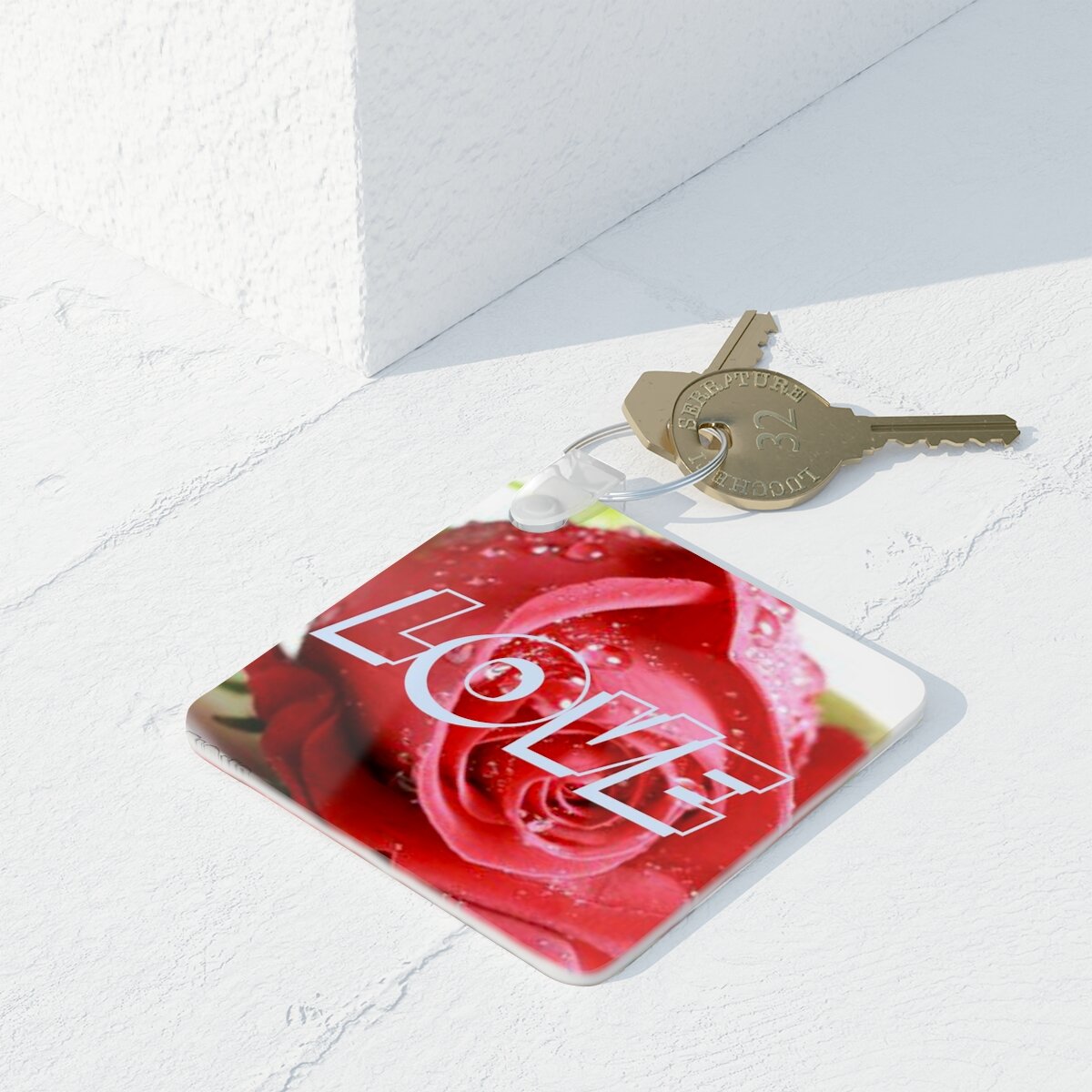 LOVE  Square Photo Keyring