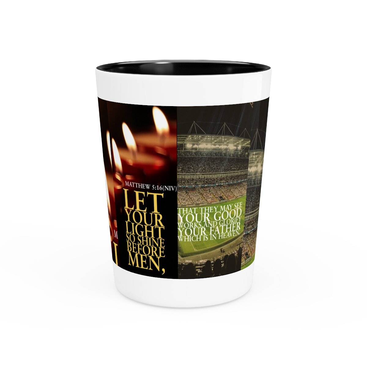 IKE MENS Scripture Collage Shot Glass