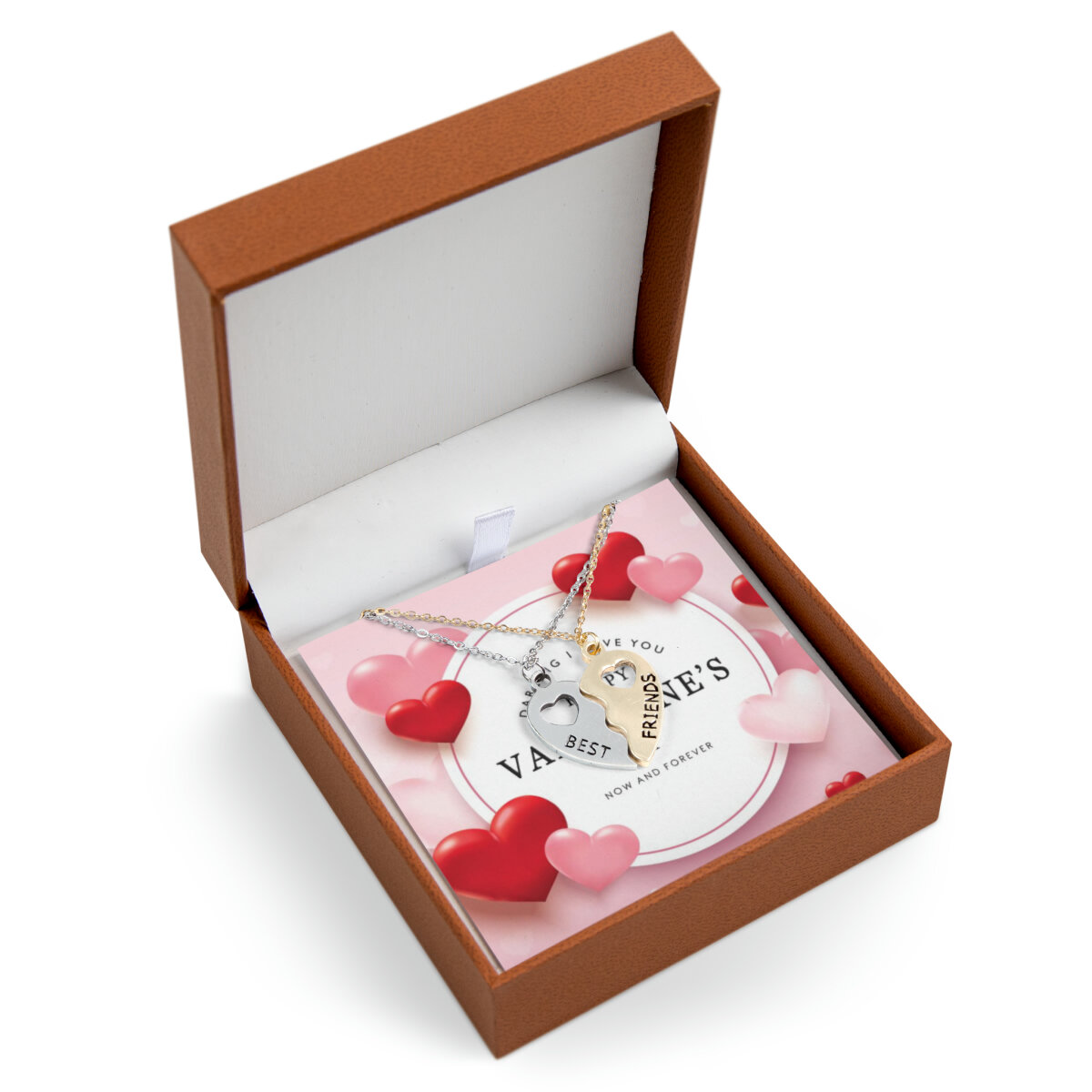 HAPPY VALENTINE'S DAY  BFF Half Heart Necklace Set