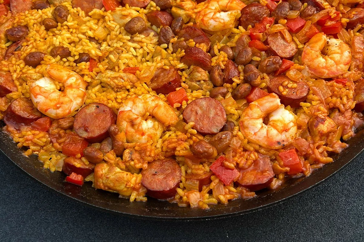 Paella on the grill, by Mike Belobradic.