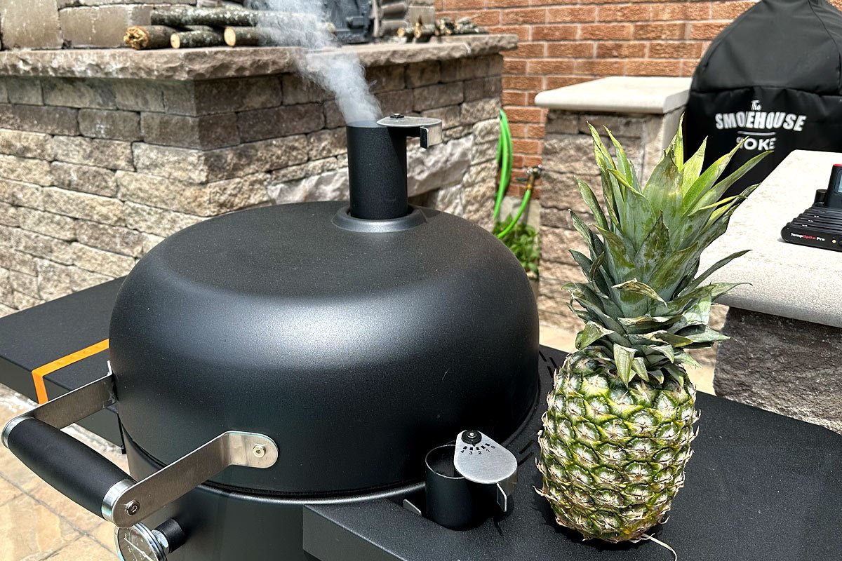 No-Wrap Hanging Spare Ribs in a Drum Smoker (with Smoked Cinnamon Pineapple)