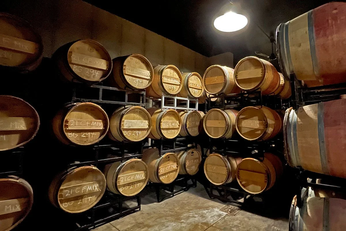 Pillitteri Niagara wine cellar barrels.