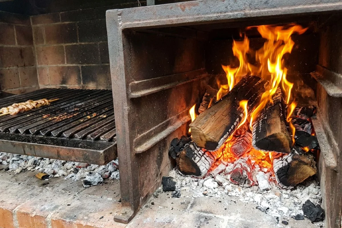 Wood burning Argentinian grill.